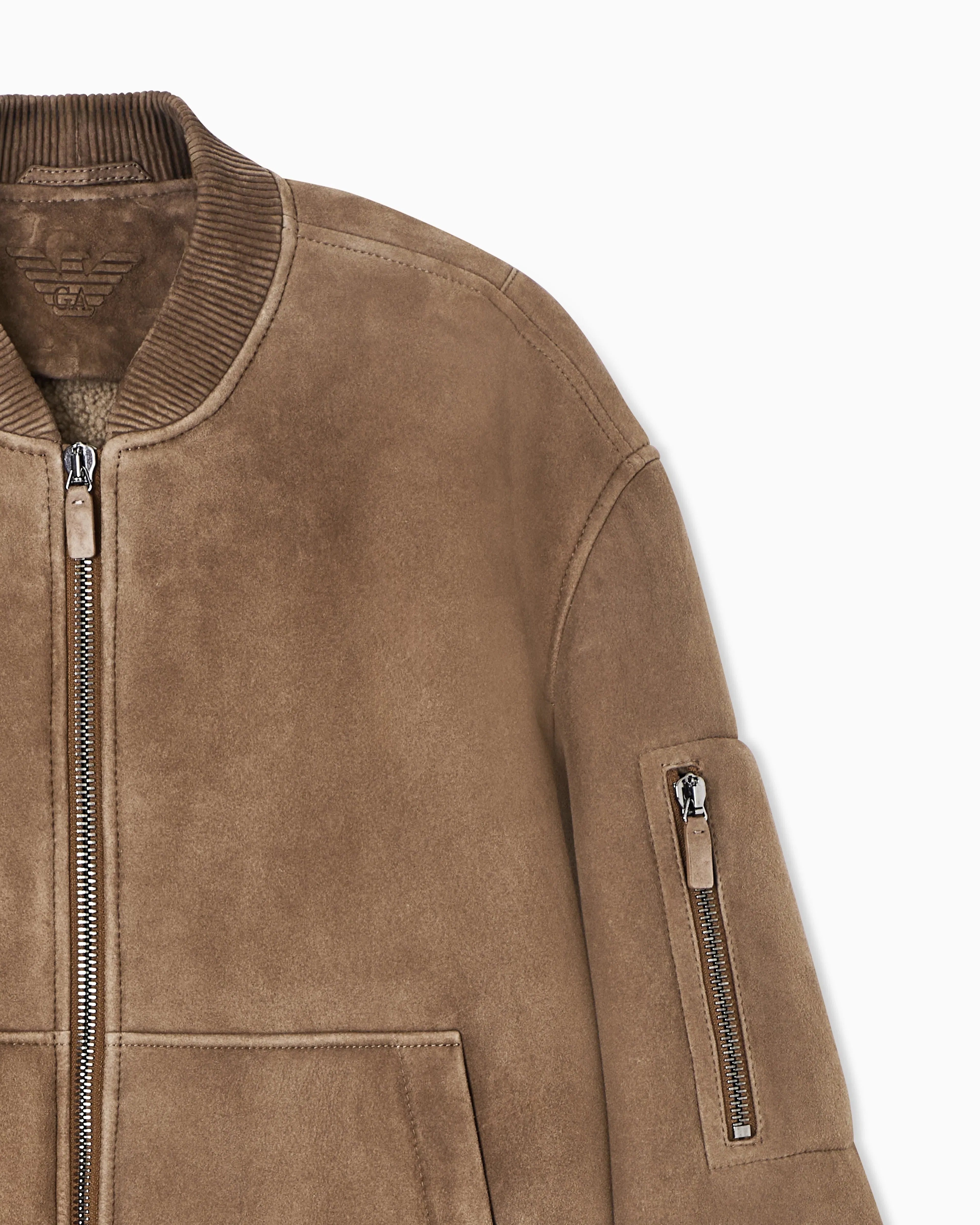 Emporio Armani Icon Merino lamb suede shearling blouson