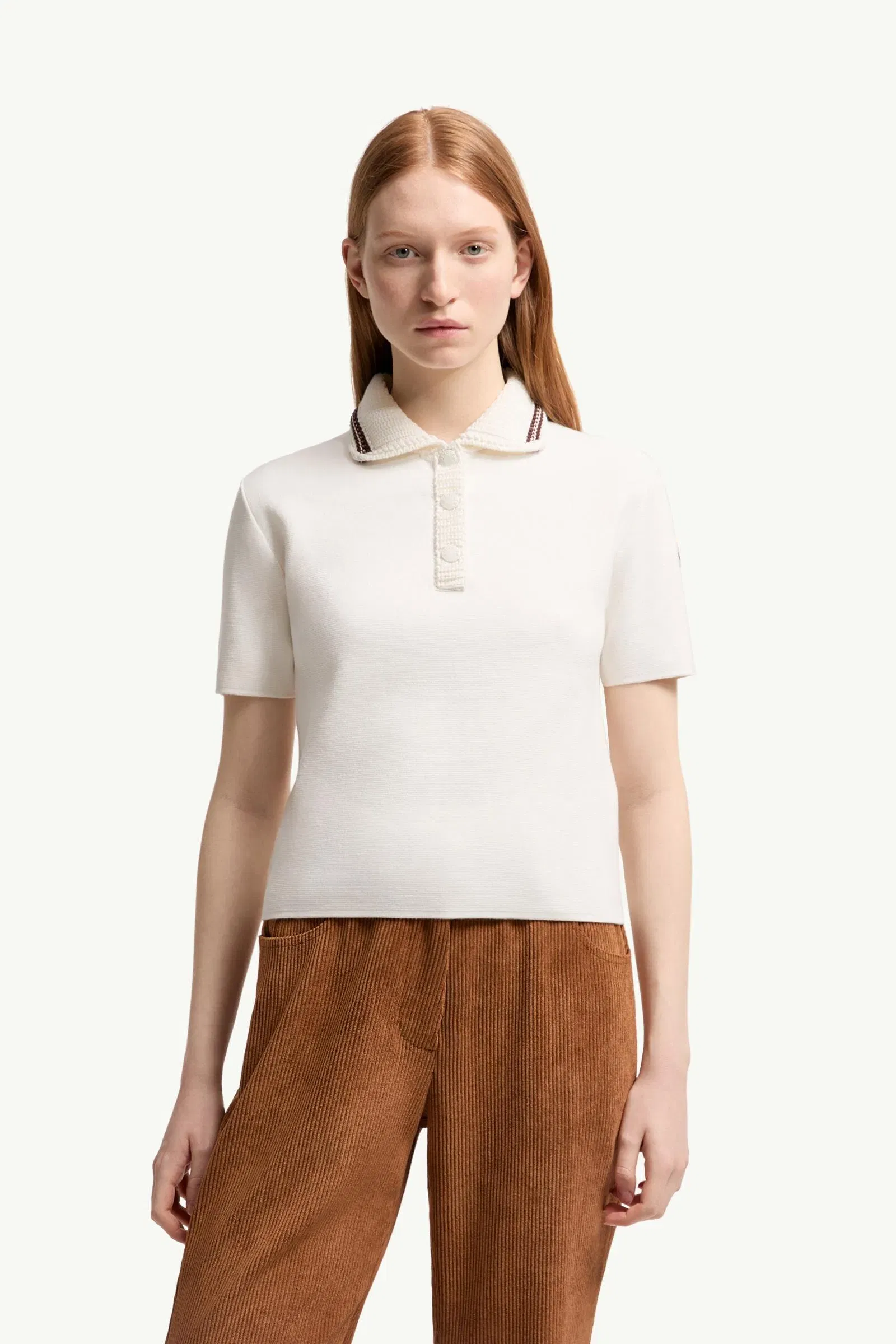 Moncler Cotton Knit Polo Shirt White White