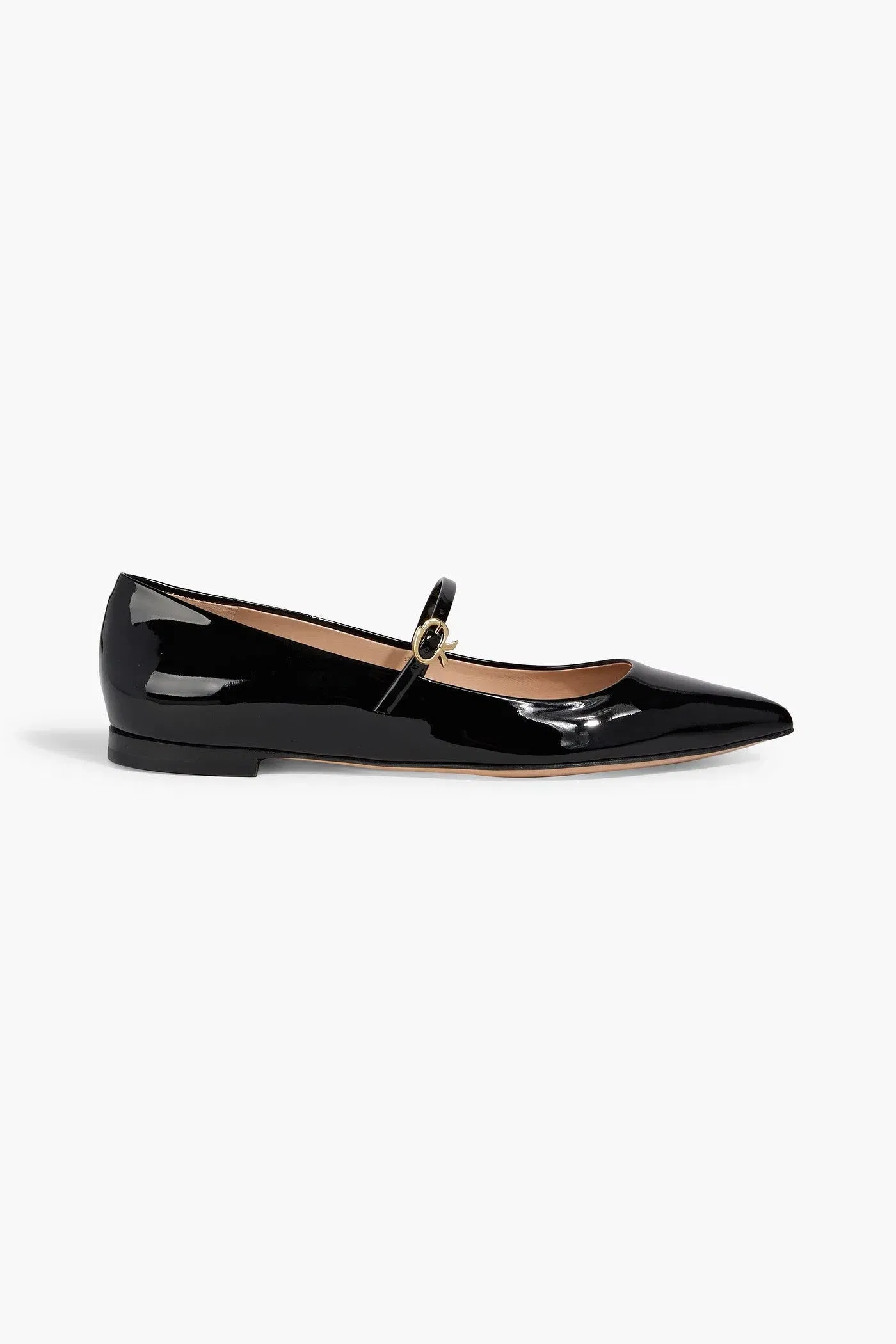 Gianvito Rossi Ribbon Jane Patent-Leather Mary Jane Flats Black Women's