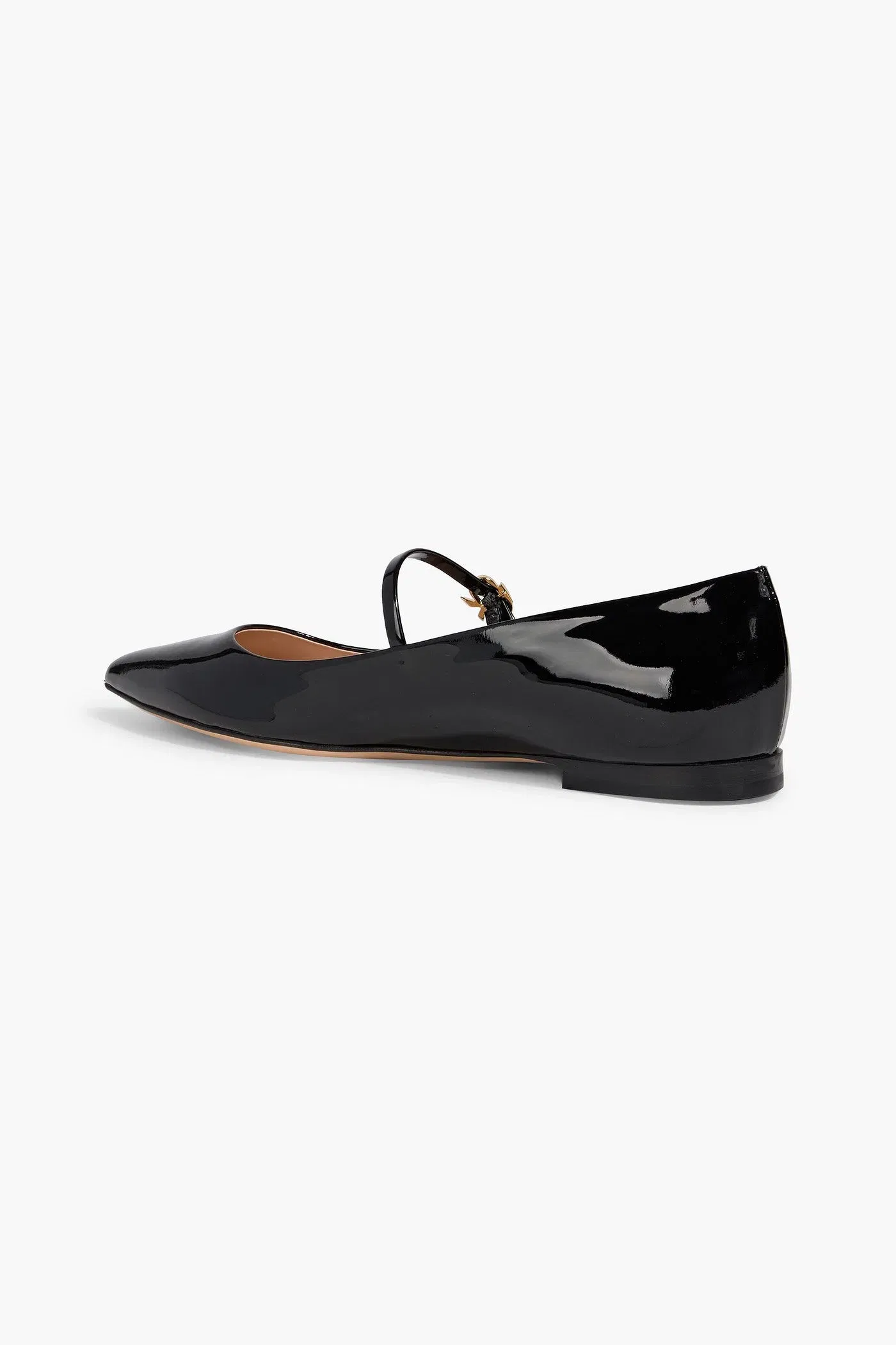 Gianvito Rossi Ribbon Jane Patent-Leather Mary Jane Flats Black Women's
