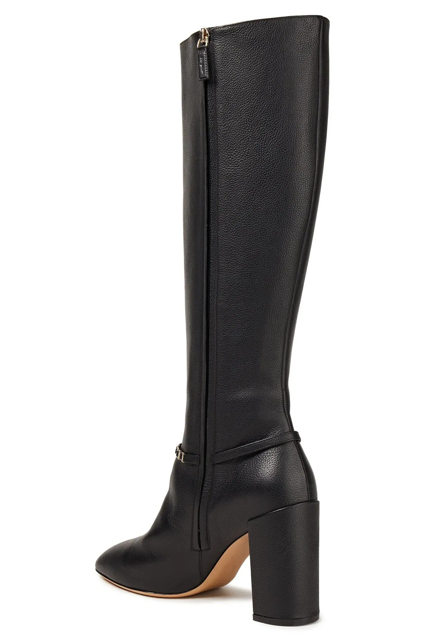 Ferragamo Triba 85 Chain-Trimmed Leather Knee Boots Black Women's