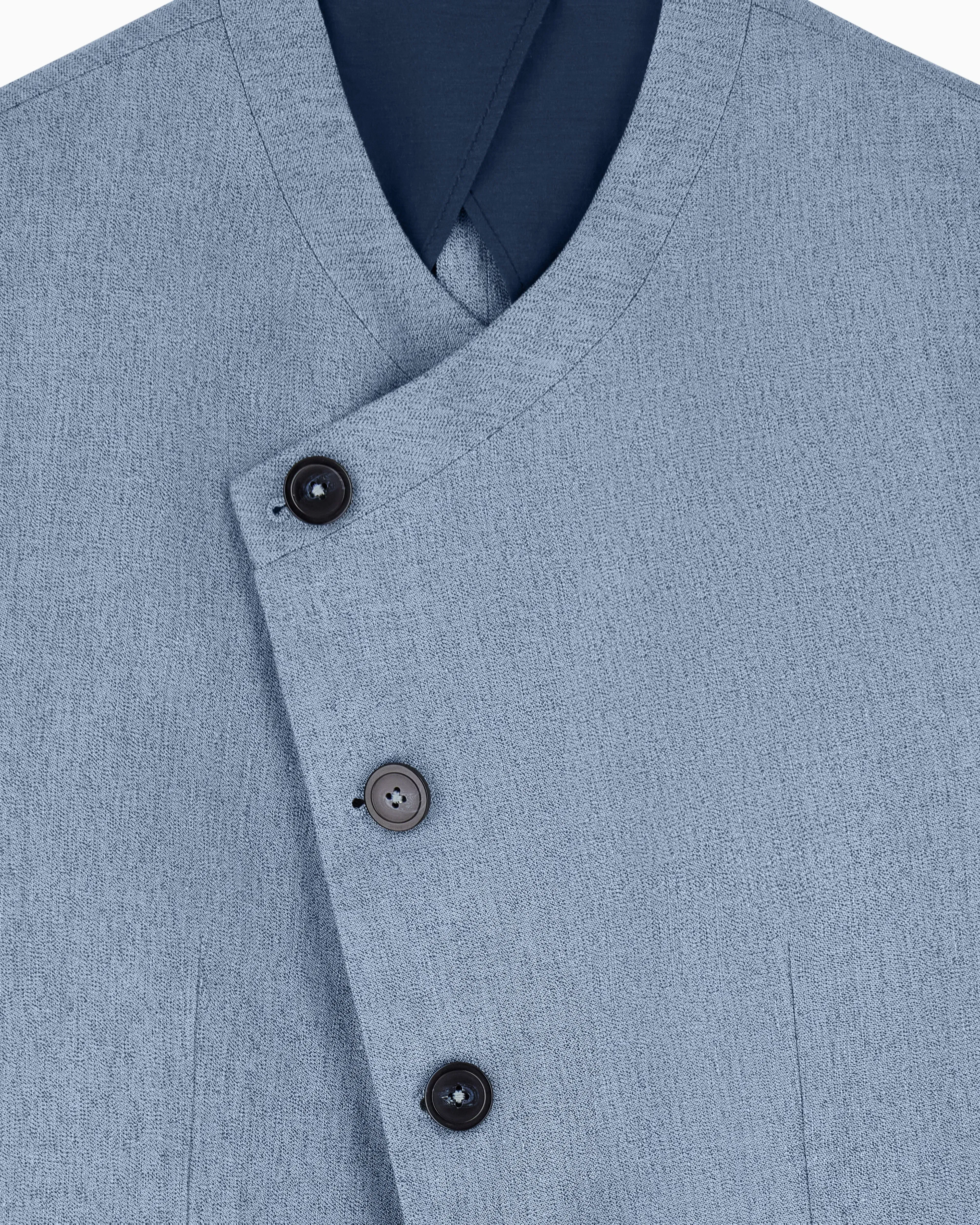 Emporio Armani Icon jacket with diagonal fastening in textured mouliné linen satin