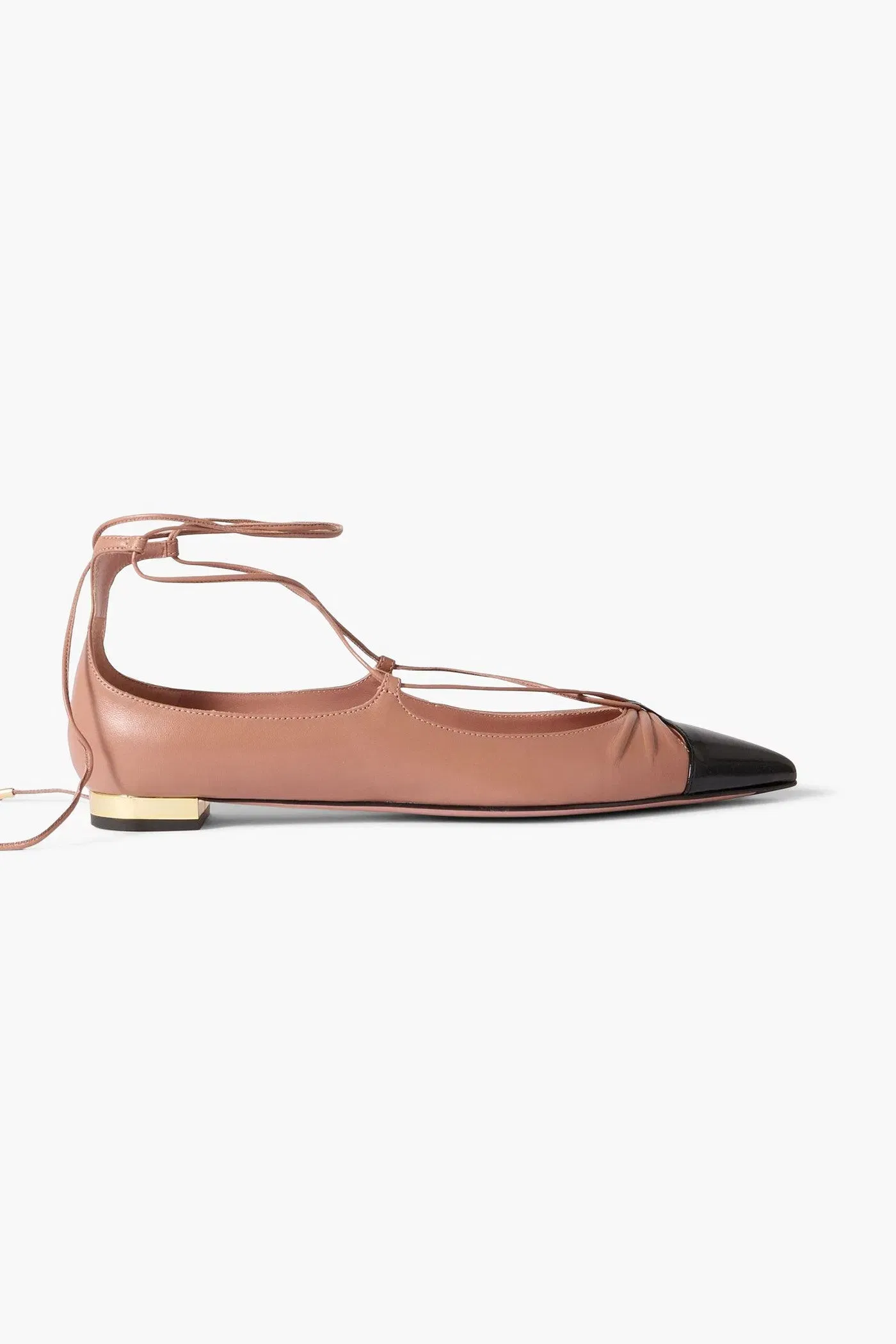 Aquazzura Gabi Lace-Up Leather Point-Toe Flats Animal Print Women's