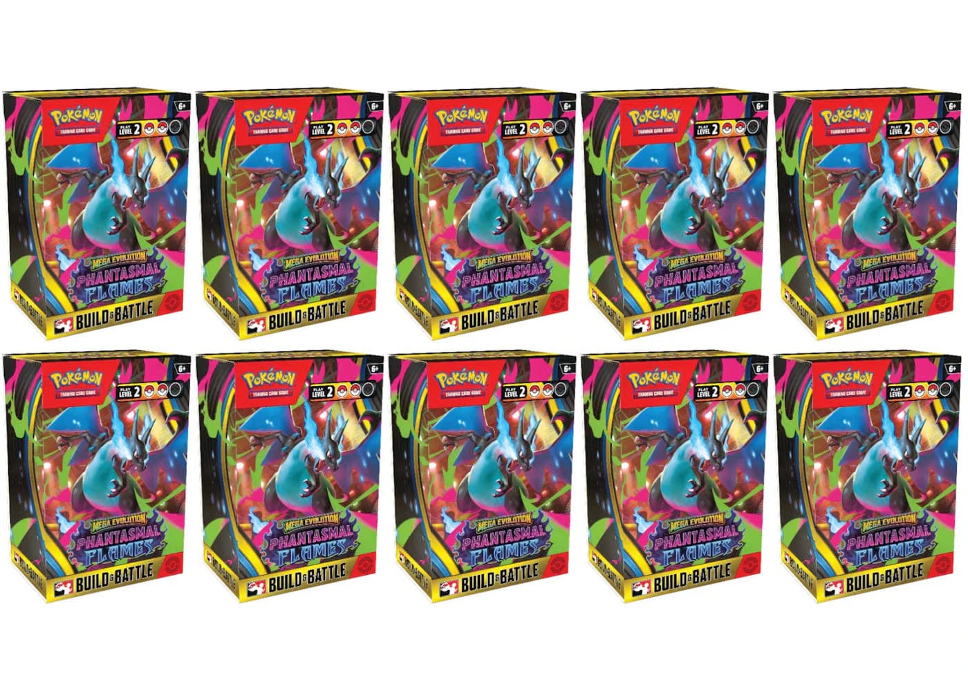 2025 Pokemon Mega Evolution Phantasmal Flames Build & Battle Box 10X Lot