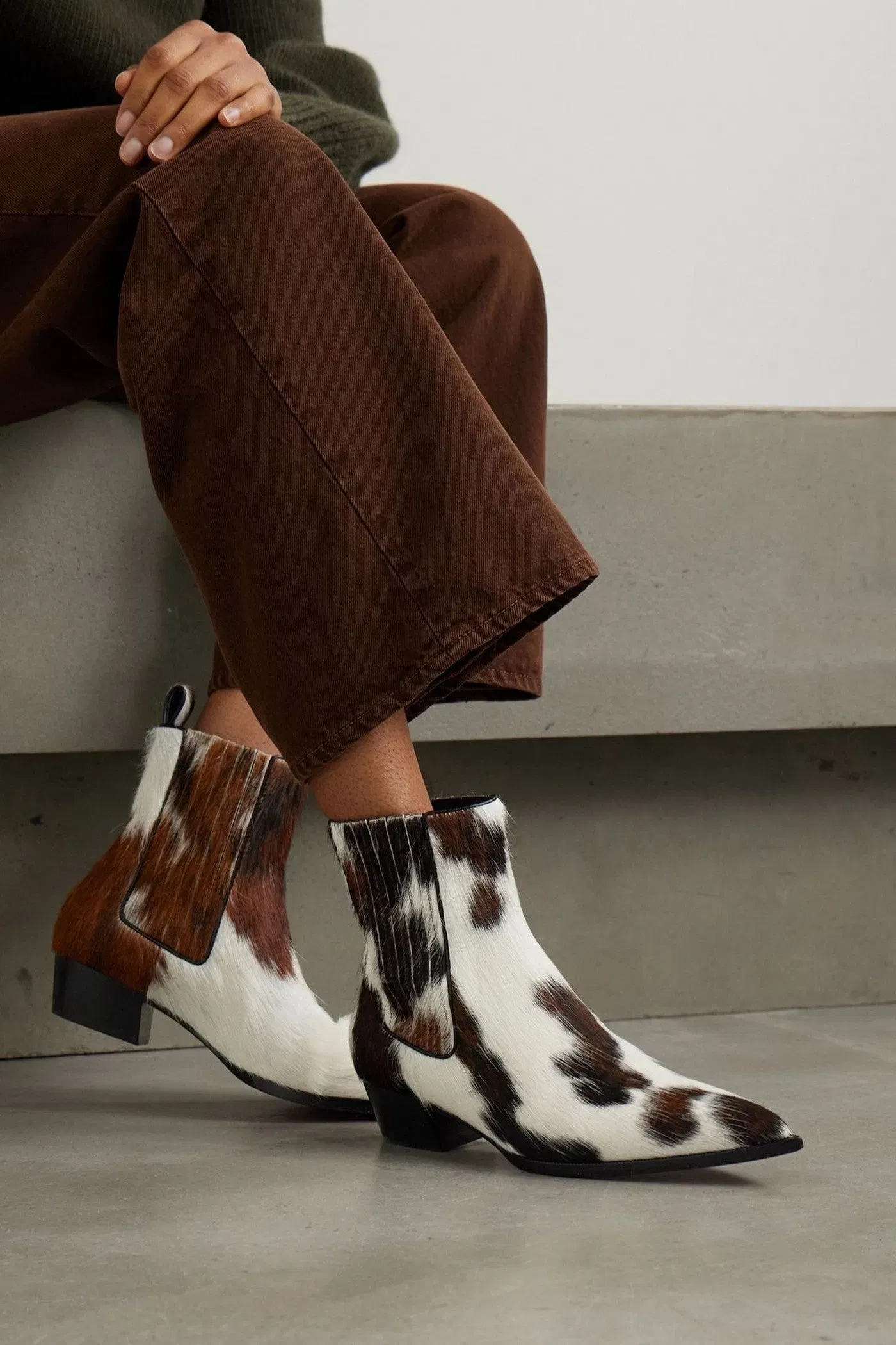 Christian Louboutin Cheliviss Calf Hair Chelsea Boots Animal Print Women's