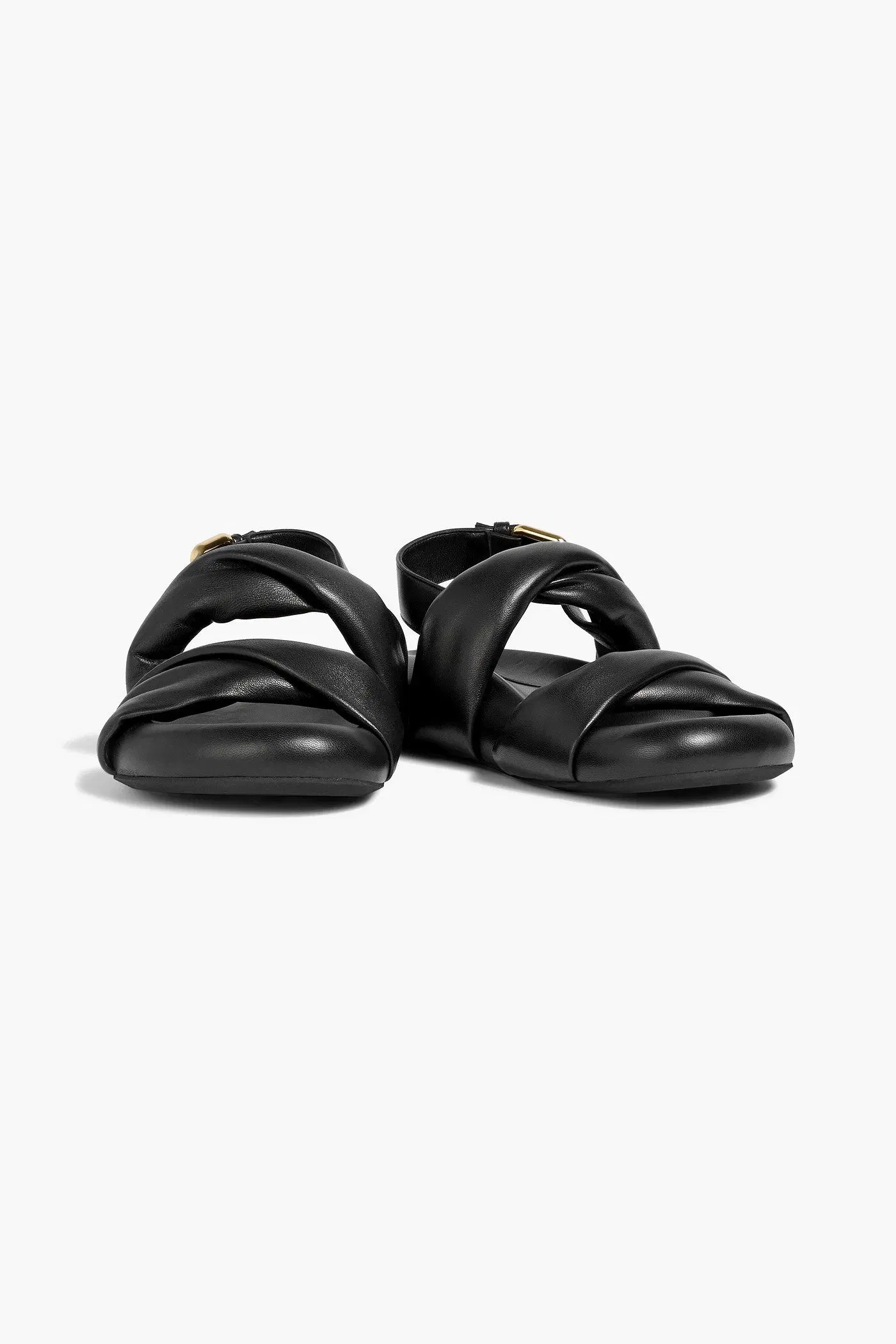 Marni Twisted Padded Leather Slingback Sandals Black Women's
