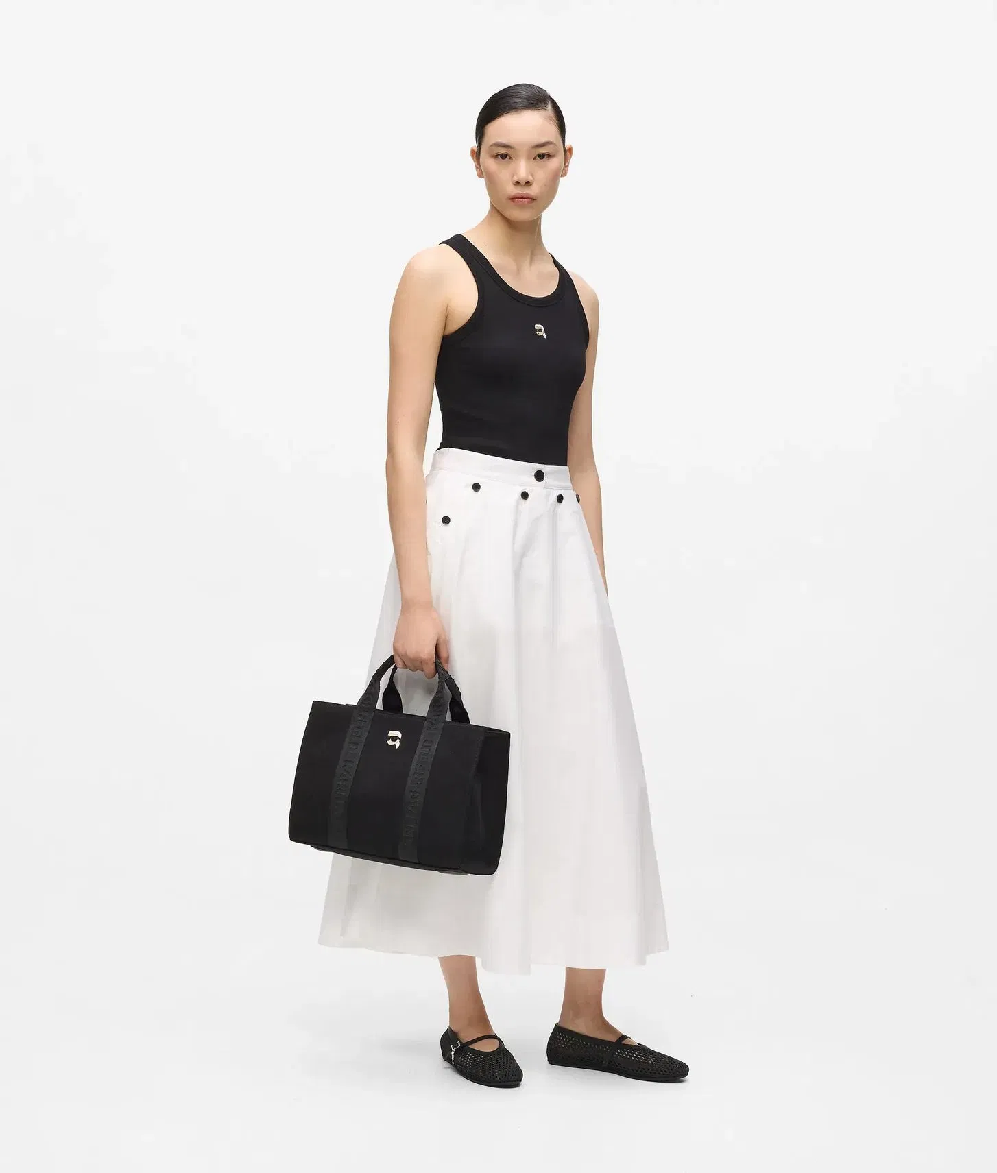 Karl Lagerfeld Ikon Pin Square Tote Bag Black