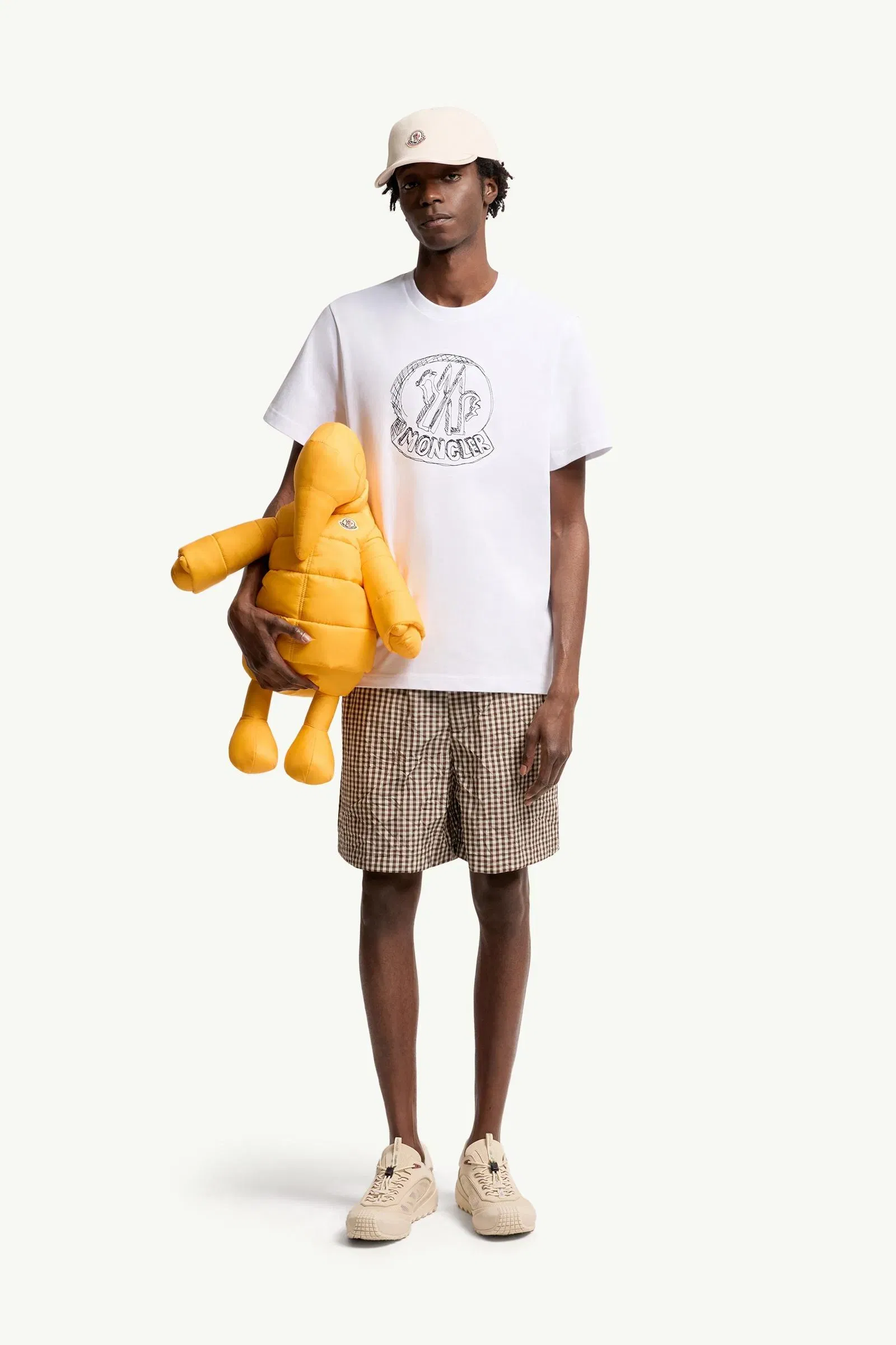 Moncler Sketch Embroidered Logo Cotton T-Shirt White White