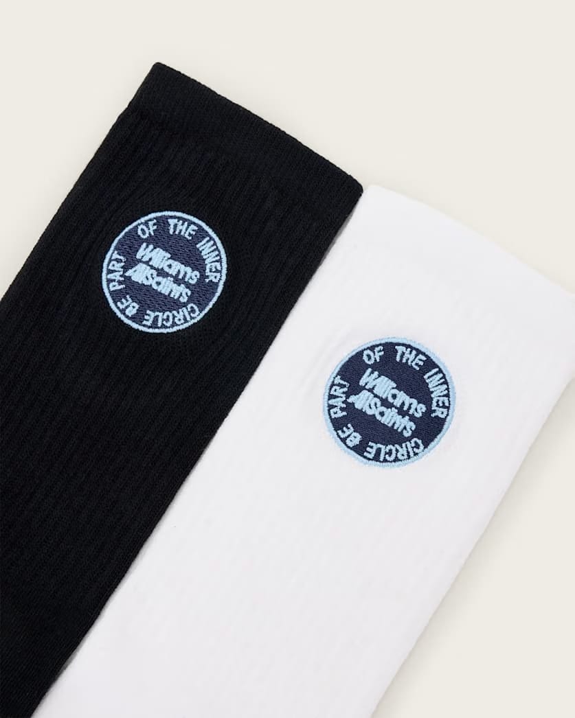 AllSaints Williams X Allsaints Embroidered Socks 2 Pack White/Black