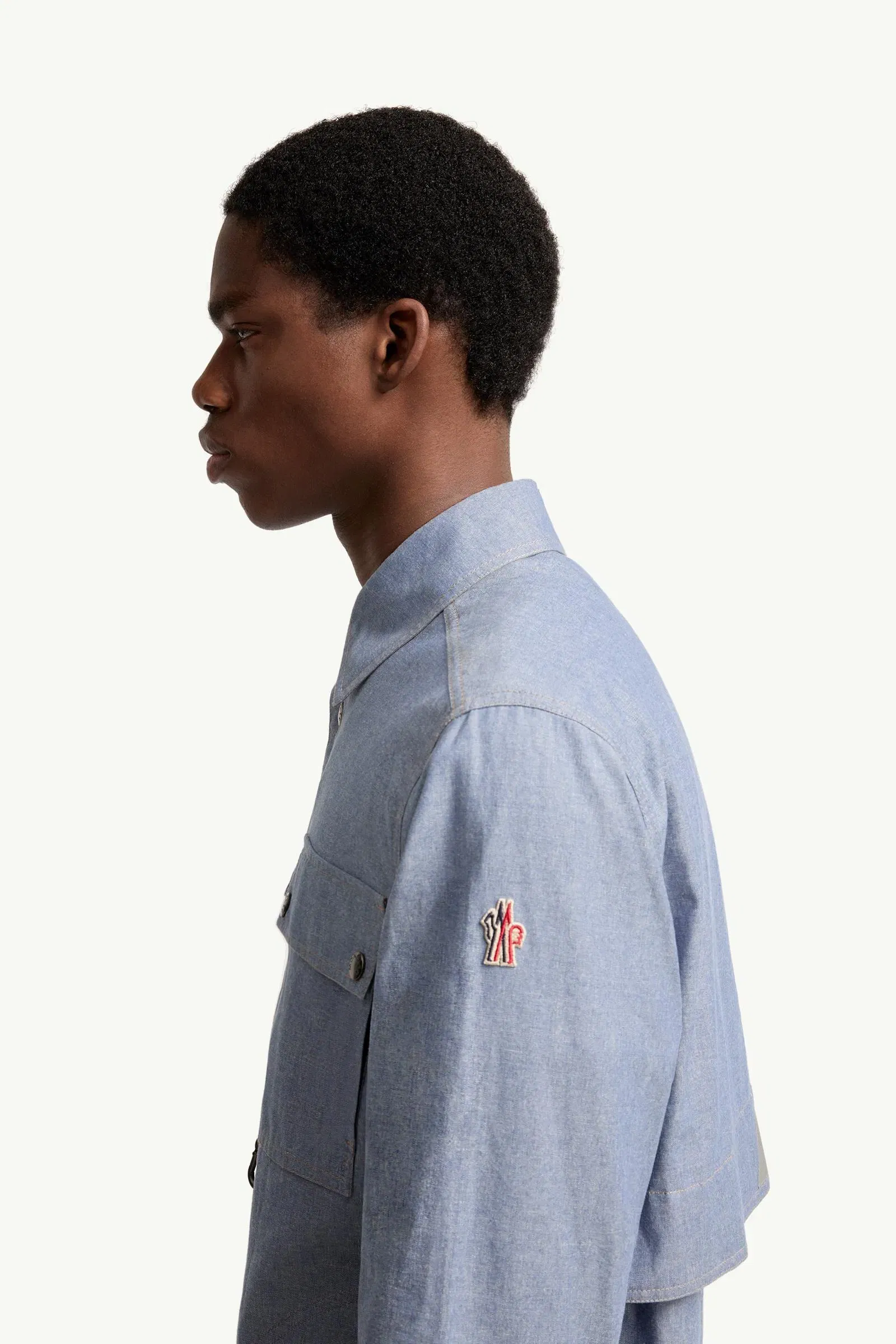 Moncler Chambray Long Sleeve Shirt Powder Blue Powder Blue