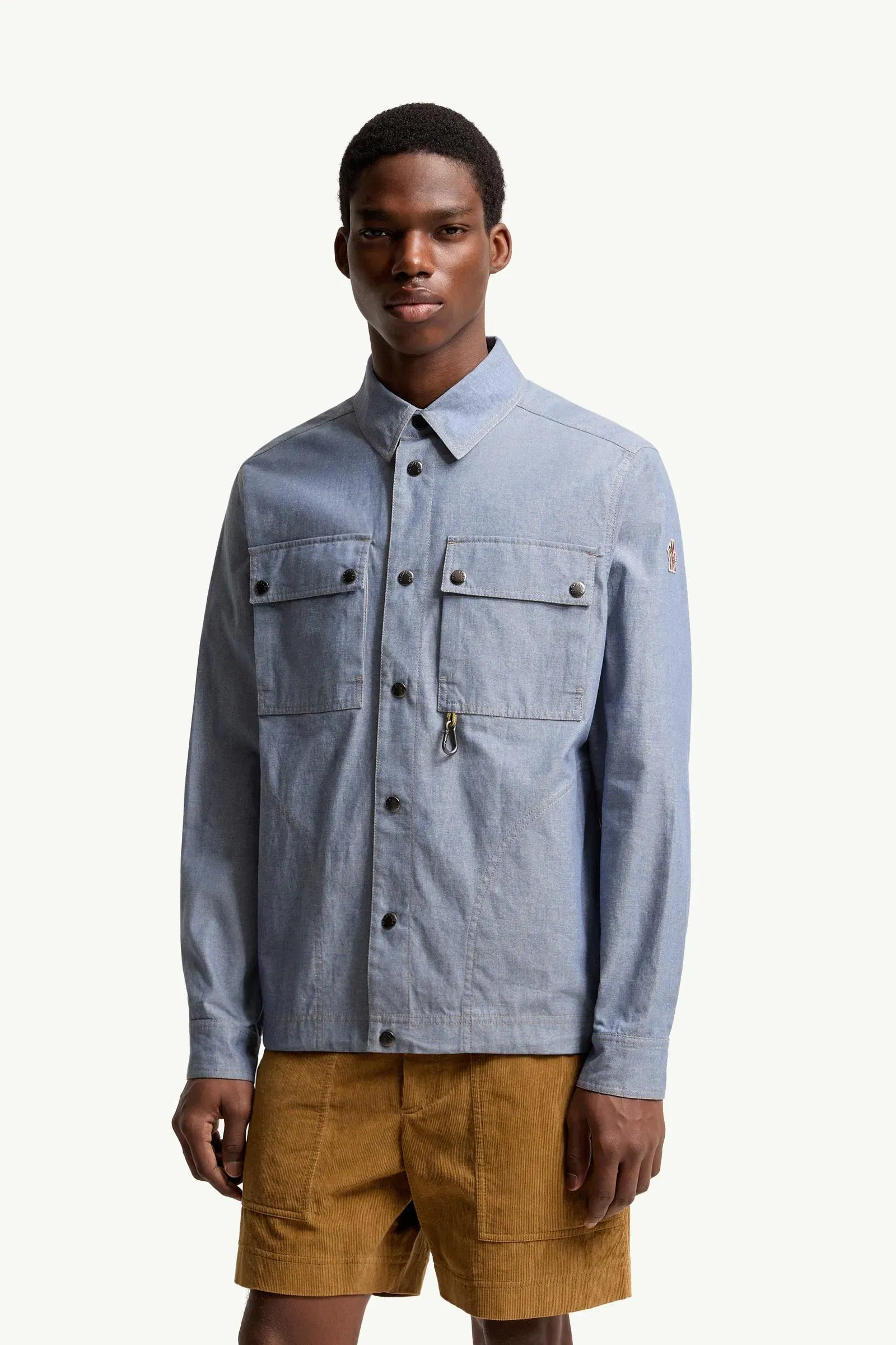 Moncler Chambray Long Sleeve Shirt Powder Blue Powder Blue