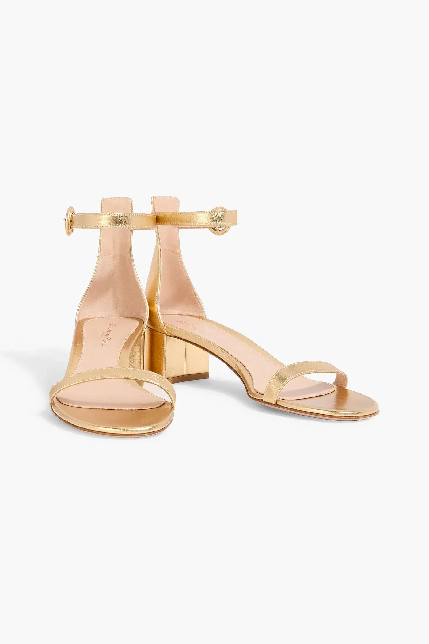 Gianvito Rossi Gaeta 45 Metallic Leather Sandals Gold Women's