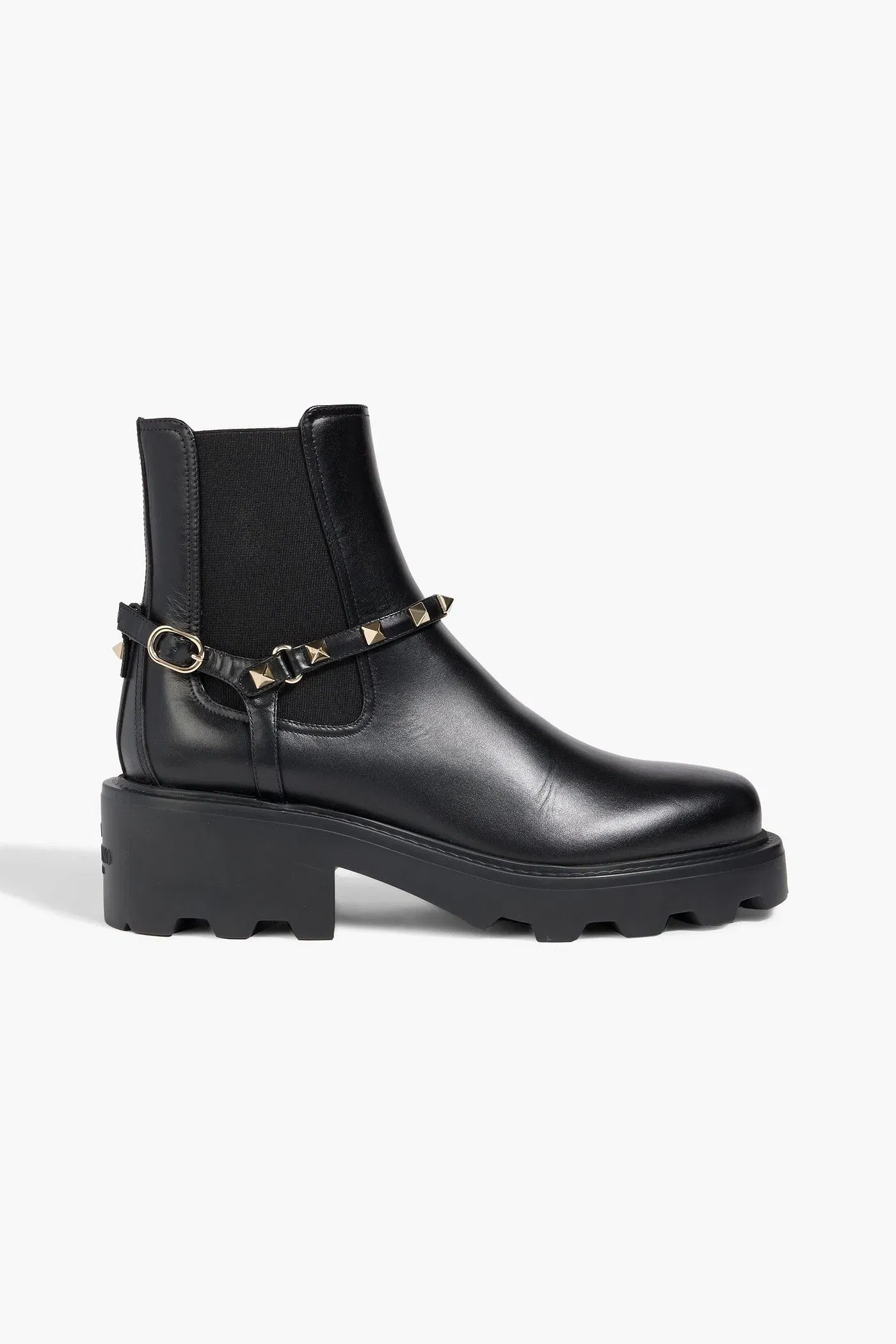 Valentino Garavani Beatle Rockstud 55 Leather Chelsea Boots Black Women's