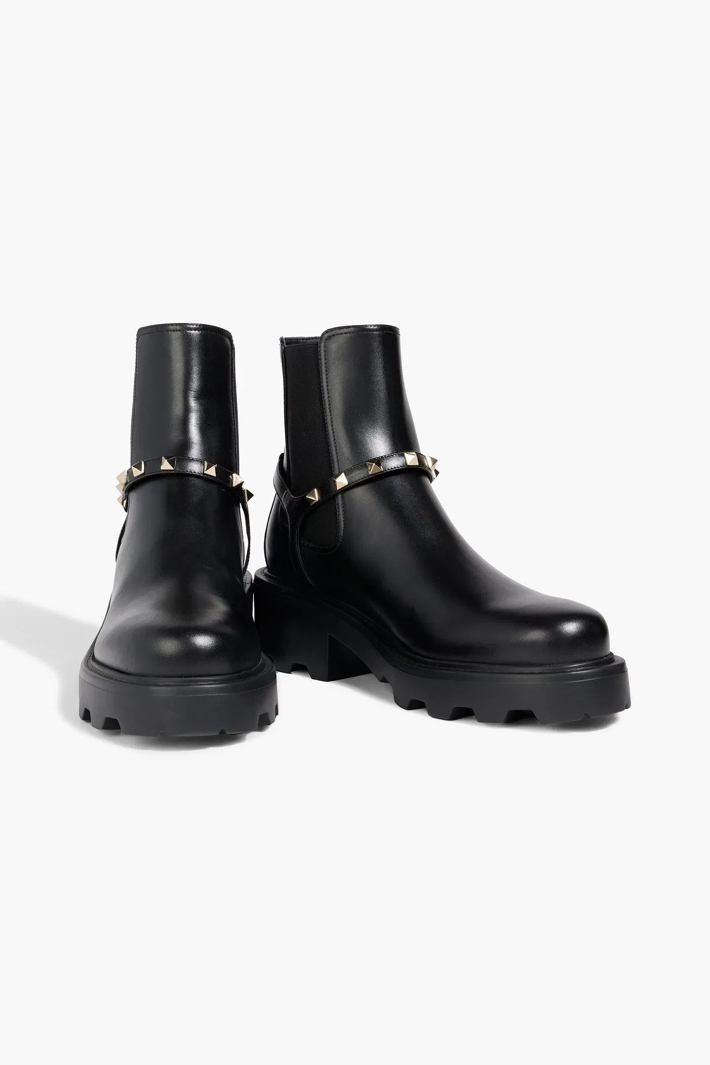 Valentino Garavani Beatle Rockstud 55 Leather Chelsea Boots Black Women's