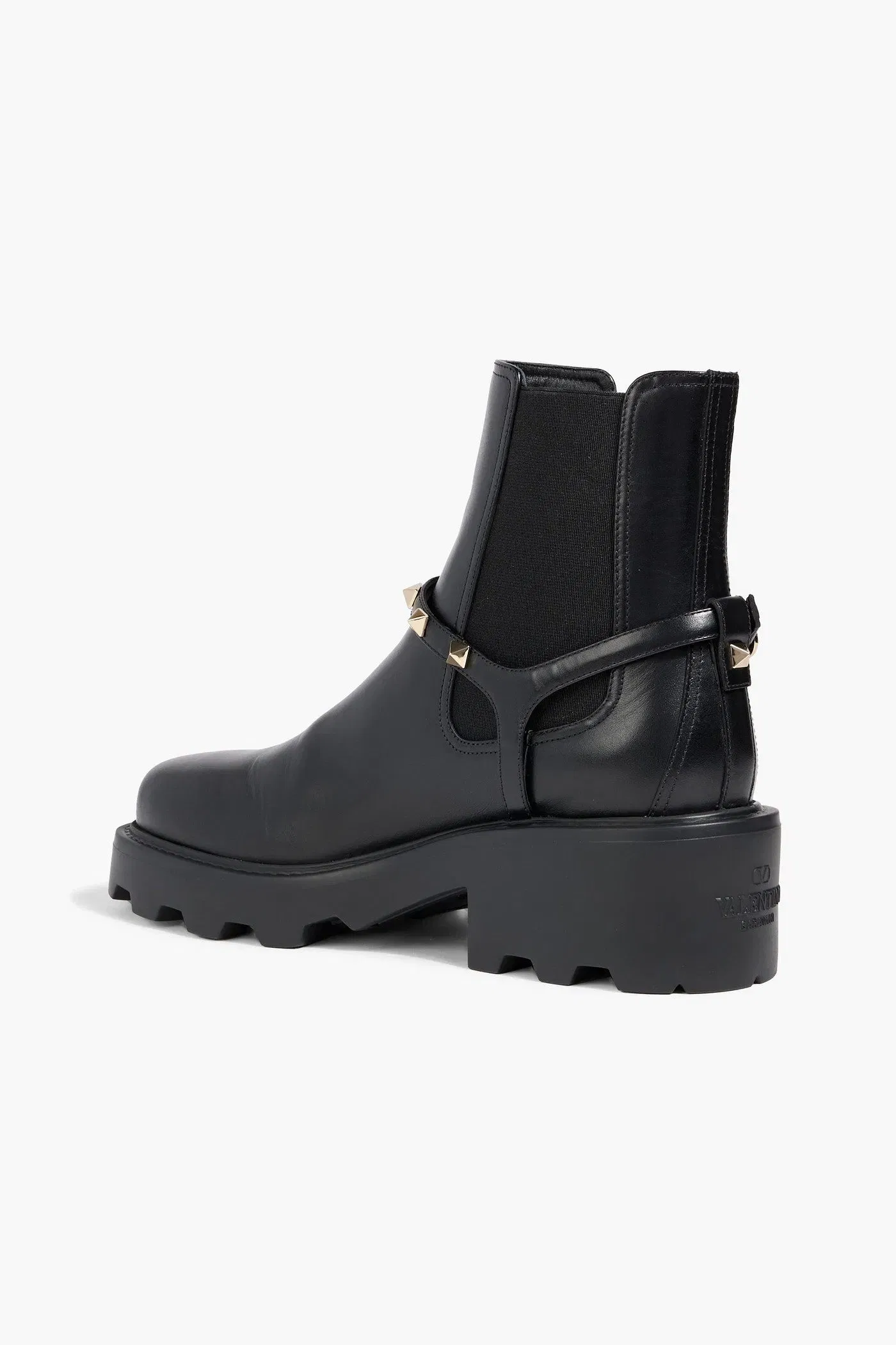 Valentino Garavani Beatle Rockstud 55 Leather Chelsea Boots Black Women's