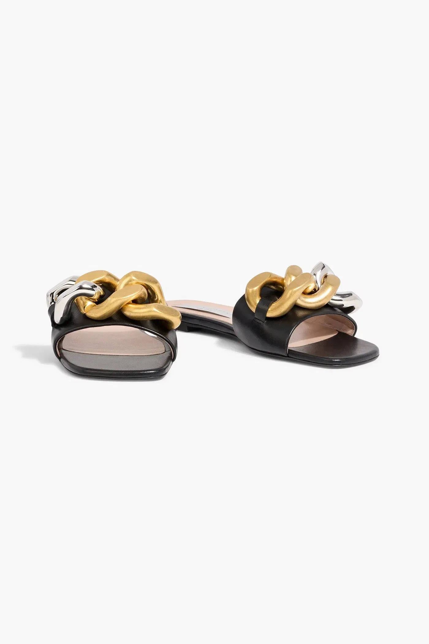 Stella Mccartney Falabella Chain-Embellished Slides Black Women's