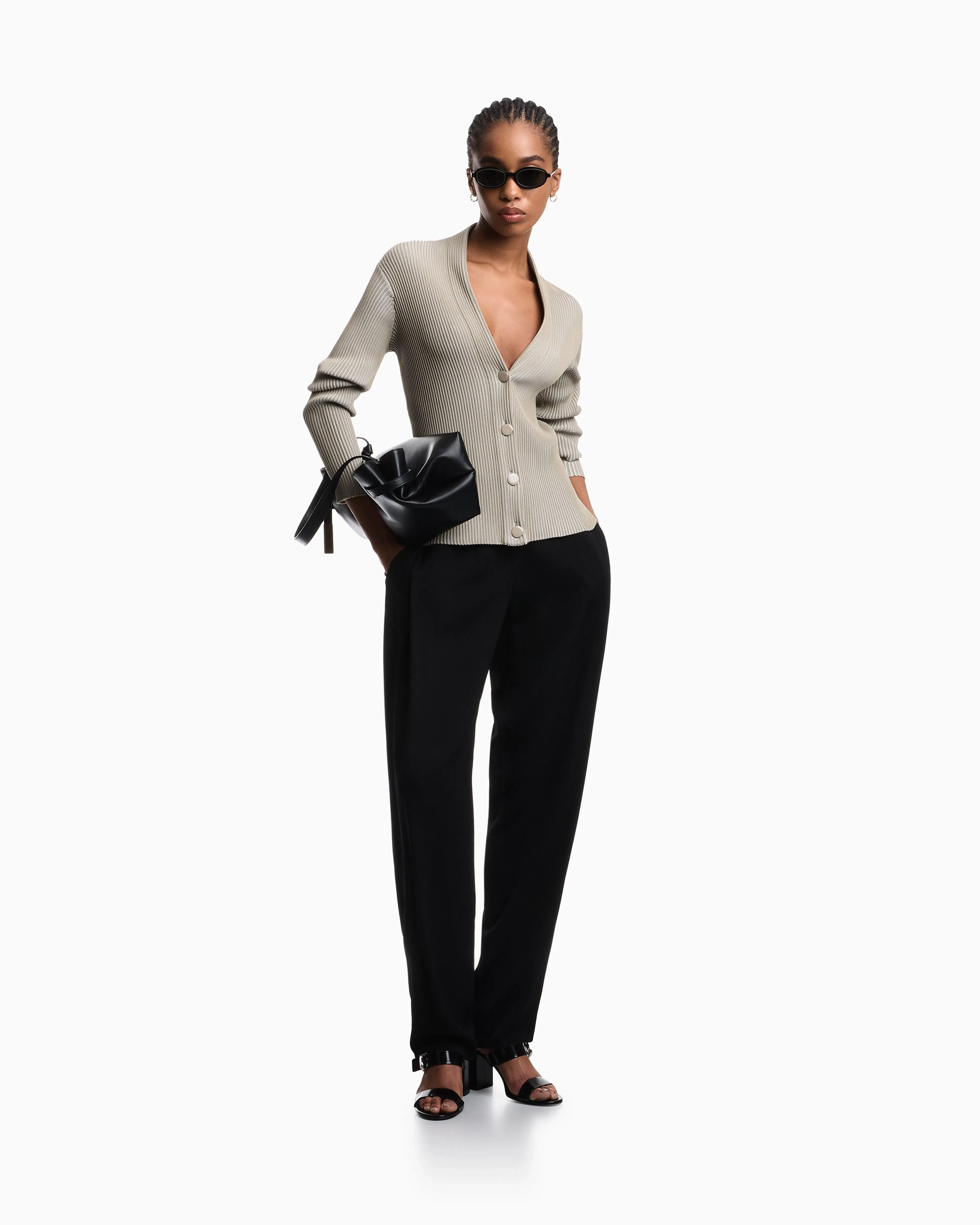 Emporio Armani Knit cardigan with a ribbed effect