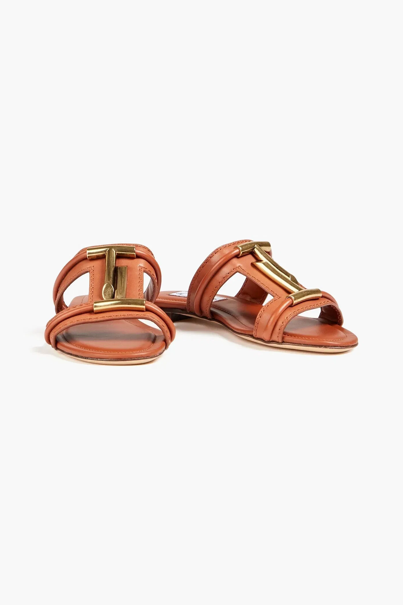 Tod's Double T Leather Sandals Tan Women's