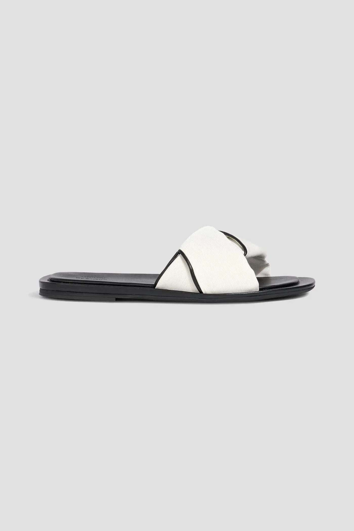 Loulou De Saison Noa Leather-Trimmed Faille Slides Off-White Women's