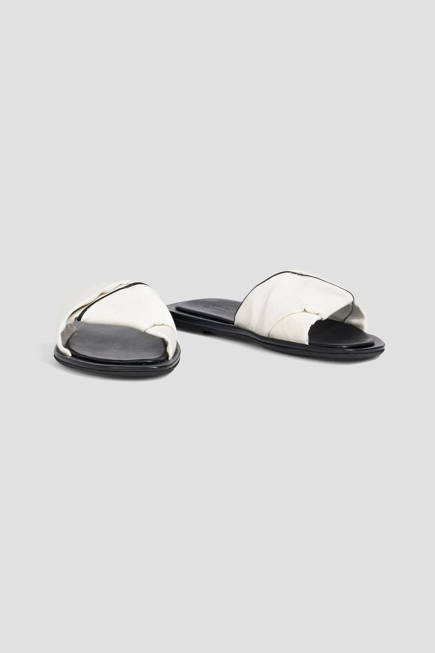 Loulou De Saison Noa Leather-Trimmed Faille Slides Off-White Women's