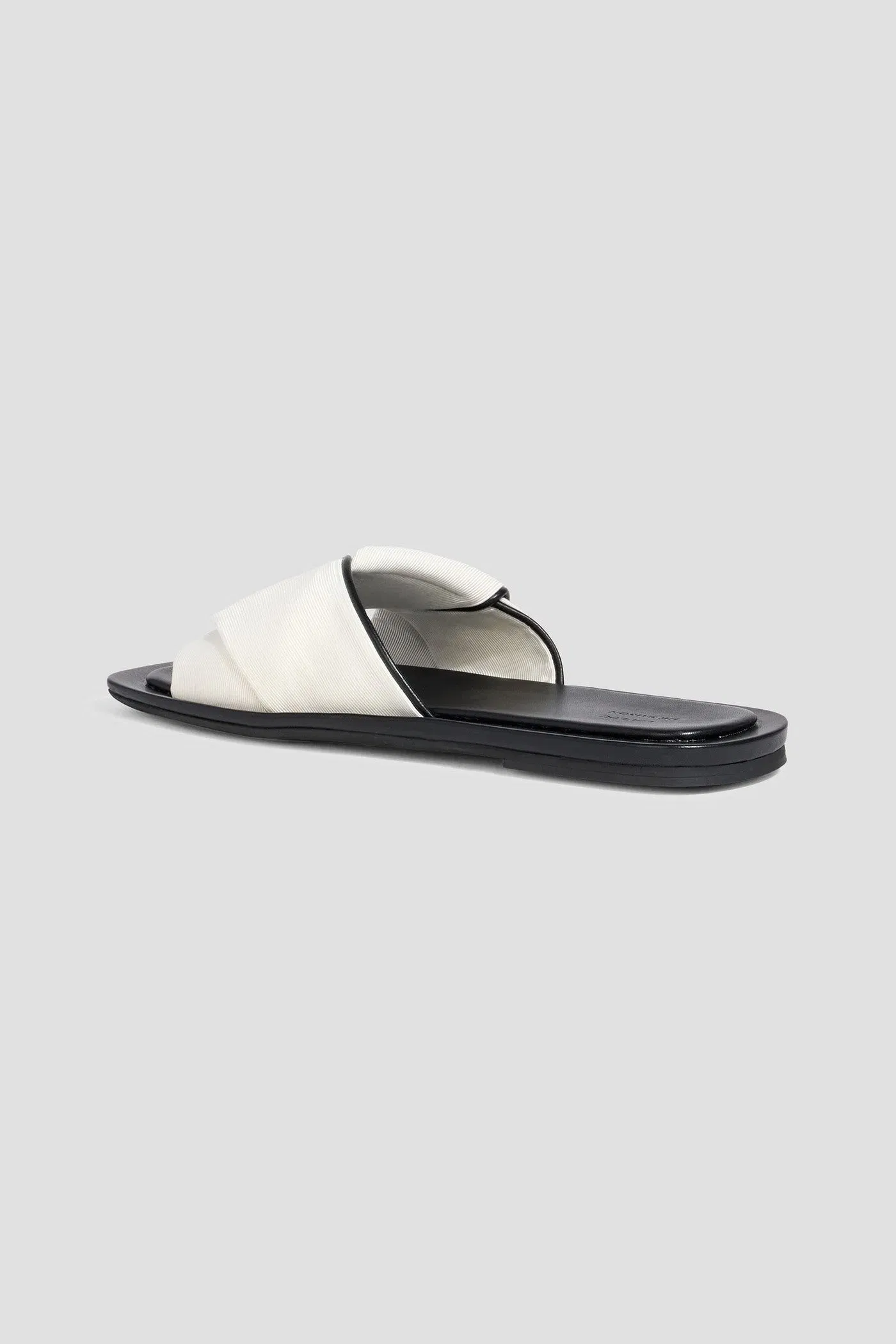 Loulou De Saison Noa Leather-Trimmed Faille Slides Off-White Women's