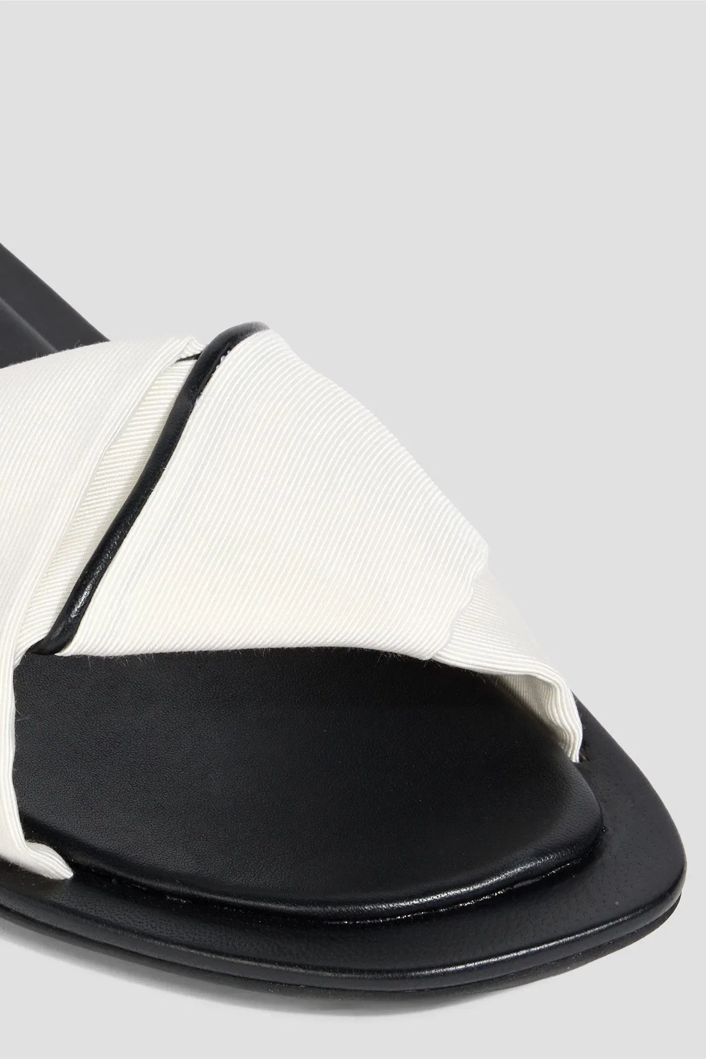 Loulou De Saison Noa Leather-Trimmed Faille Slides Off-White Women's