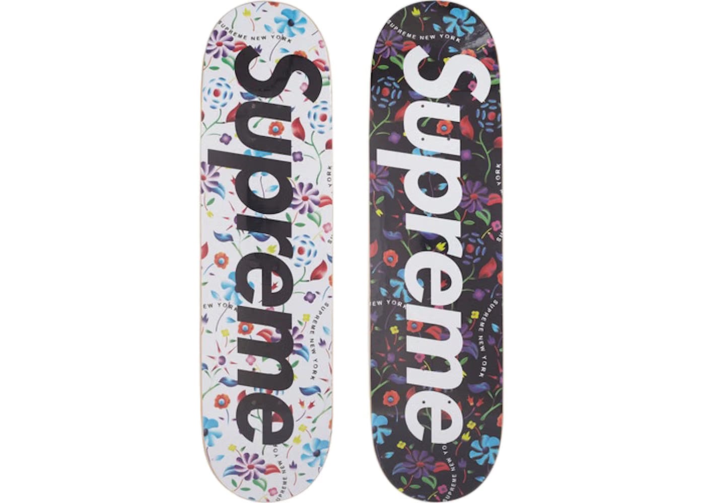 Supreme Airbrushed Floral Skateboard Deck Black/White Set