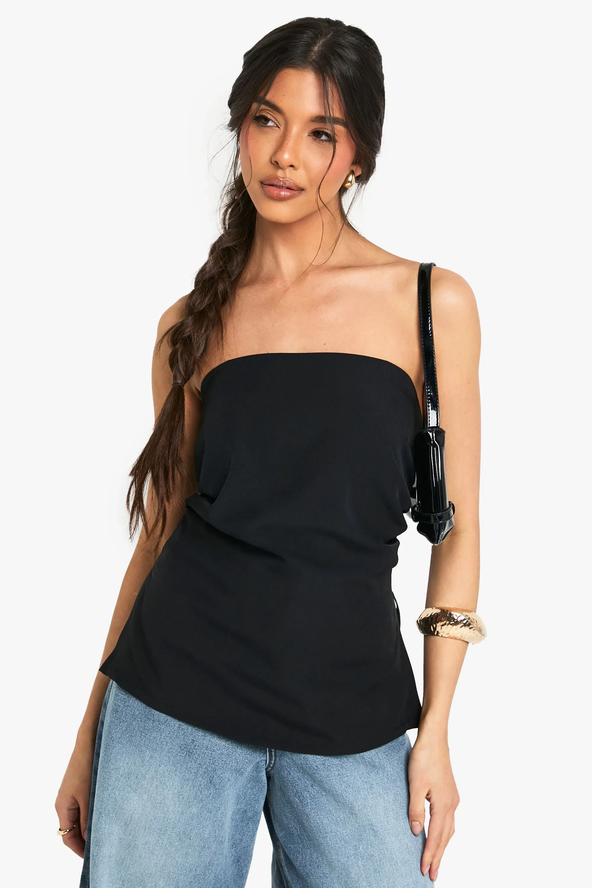 Woven Bandeau Side split top