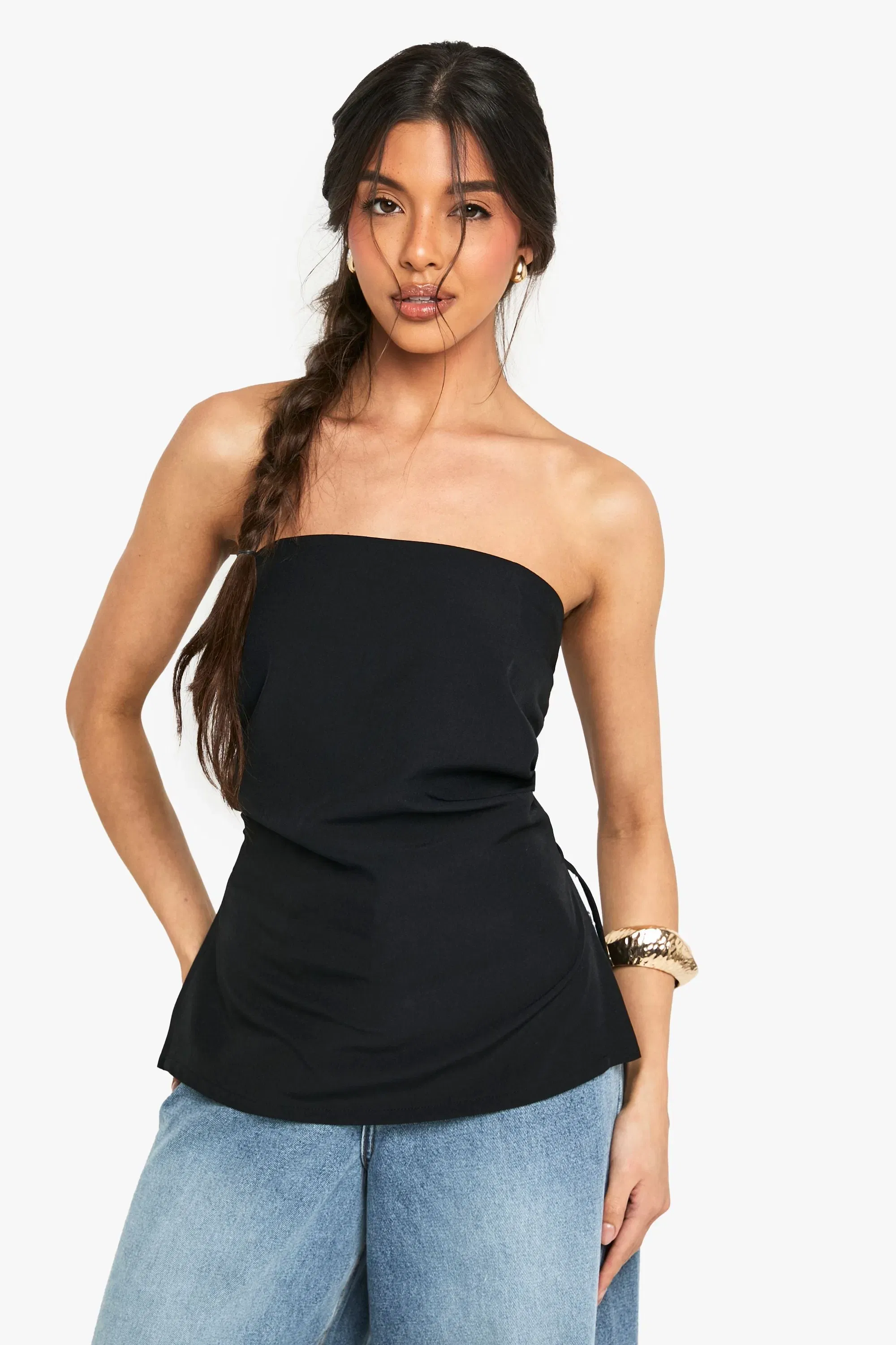 Woven Bandeau Side split top