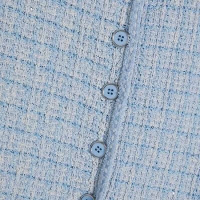 Blue Boucle Sleeveless Waistcoat