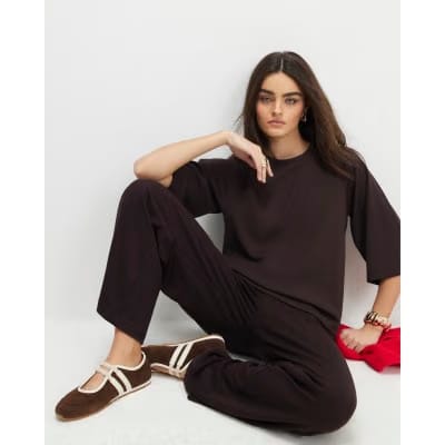 Brown Premium Short Sleeve Raglan Top