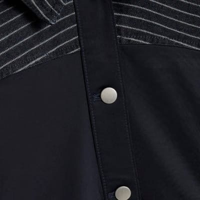 Blue Denim Striped Hybrid Denim Jacket