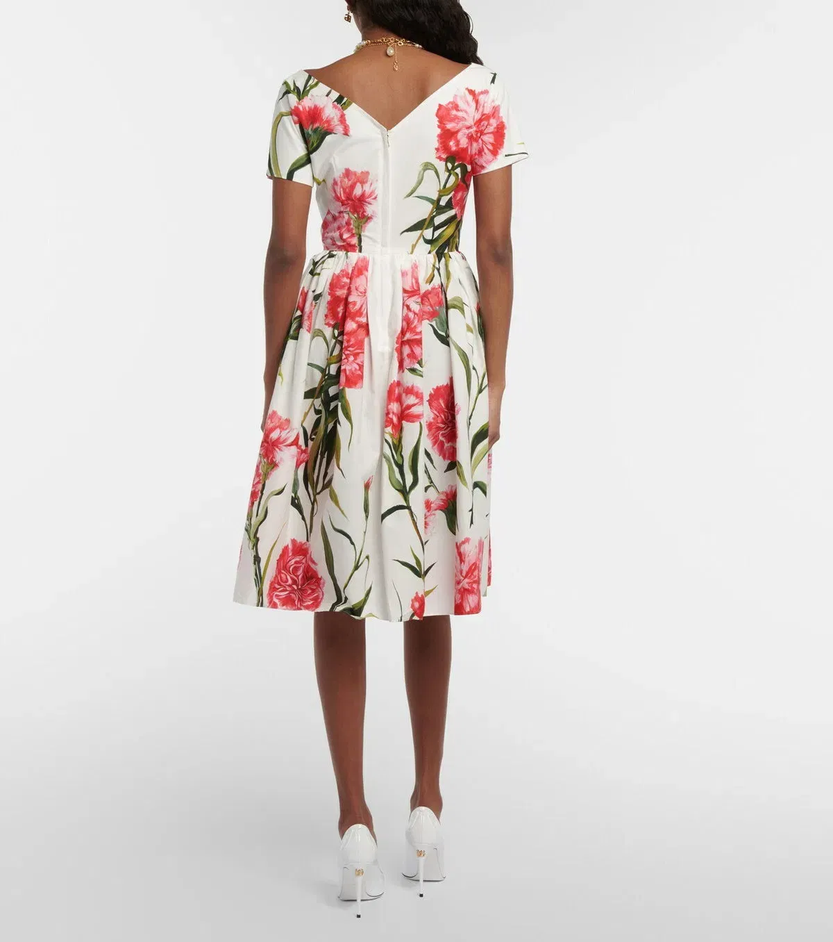 Dolce&Gabbana - Floral A-line cotton midi dress