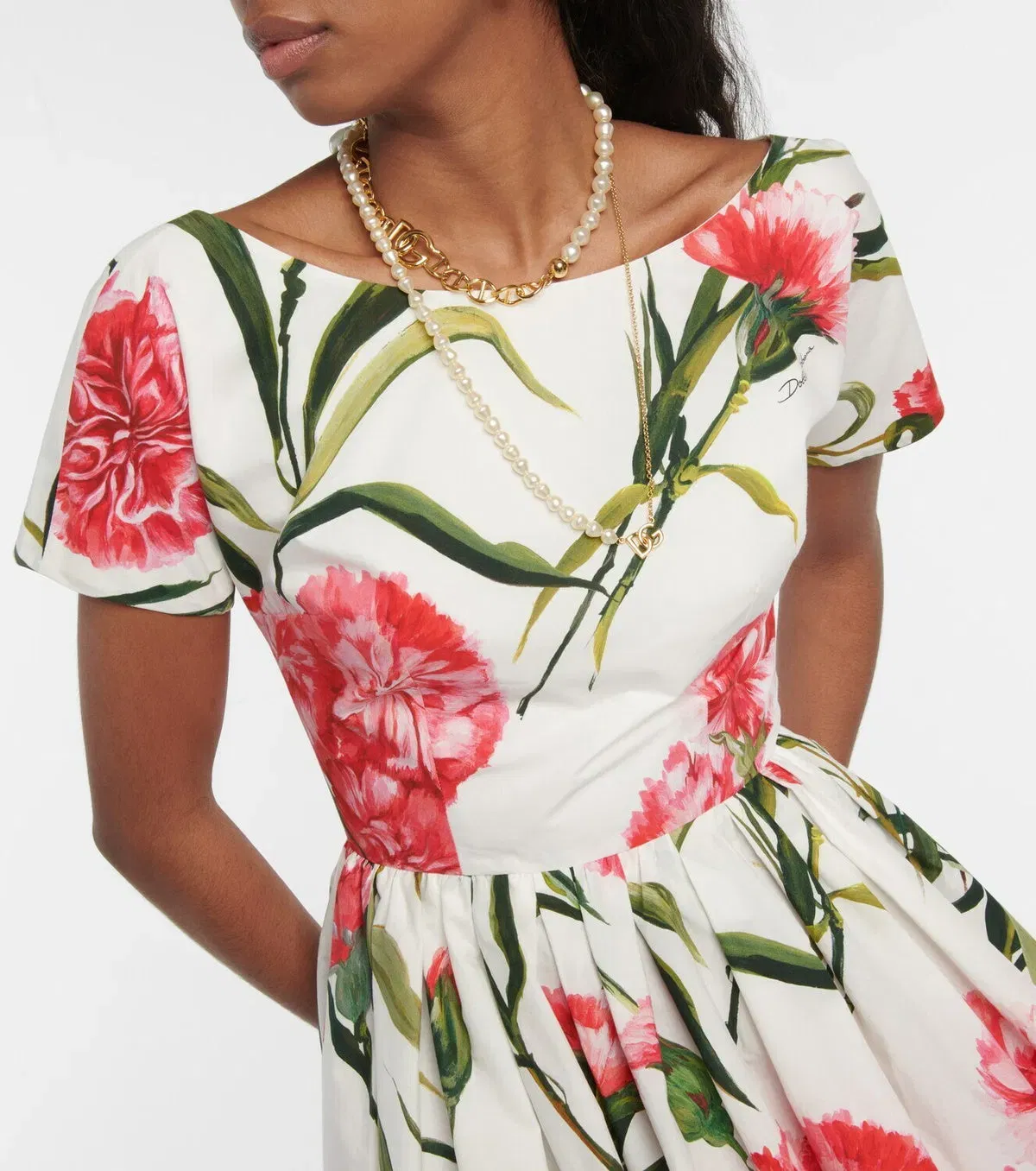 Dolce&Gabbana - Floral A-line cotton midi dress