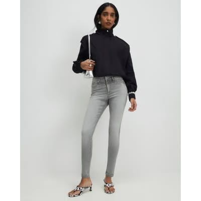 Grey Mid Rise Sculpt Skinny Jeans
