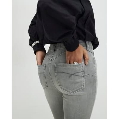 Grey Mid Rise Sculpt Skinny Jeans