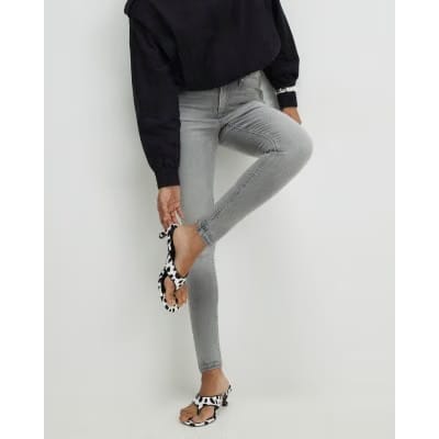 Grey Mid Rise Sculpt Skinny Jeans