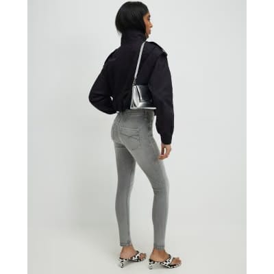 Grey Mid Rise Sculpt Skinny Jeans