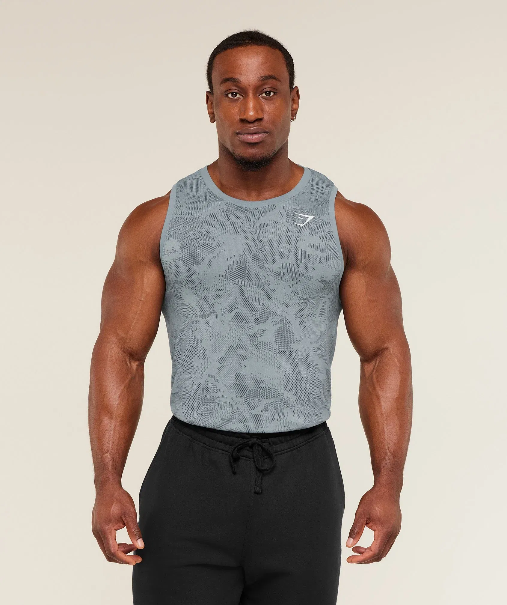 Gymshark Geo Seamless Tank - Storm Blue / Stealth Blue