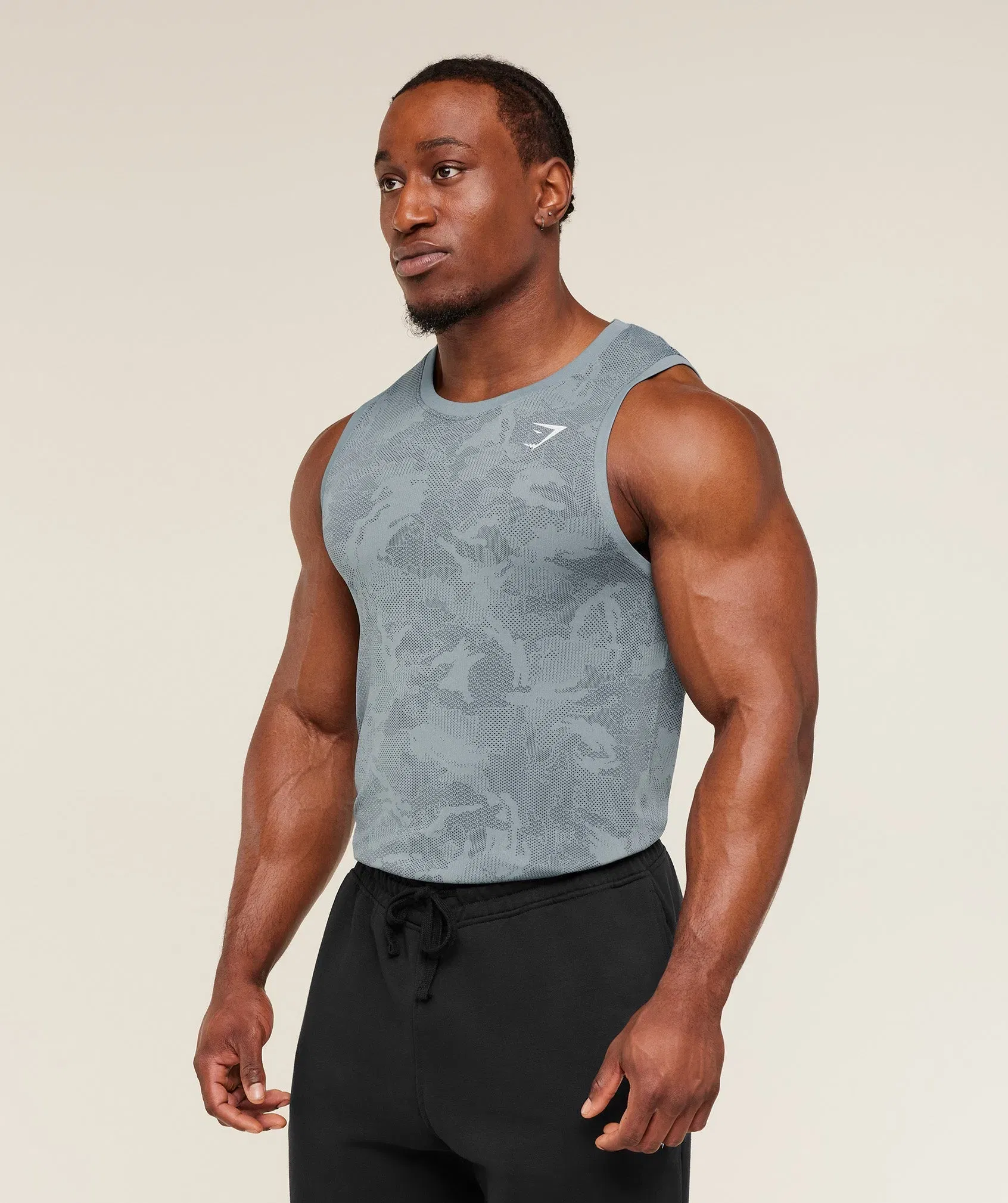 Gymshark Geo Seamless Tank - Storm Blue / Stealth Blue