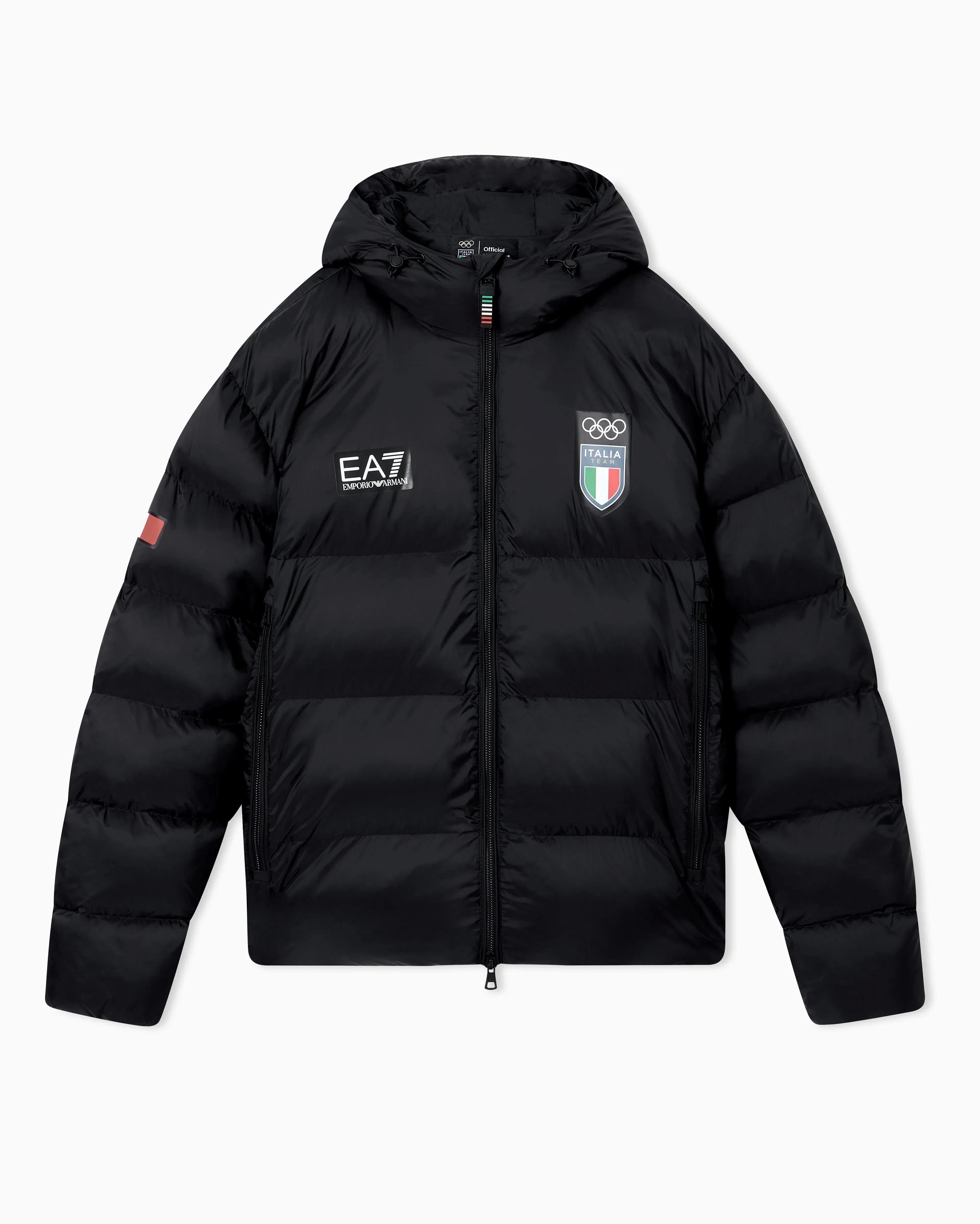 EA7 Padded top in ripstop with hood and Italia print Olympics