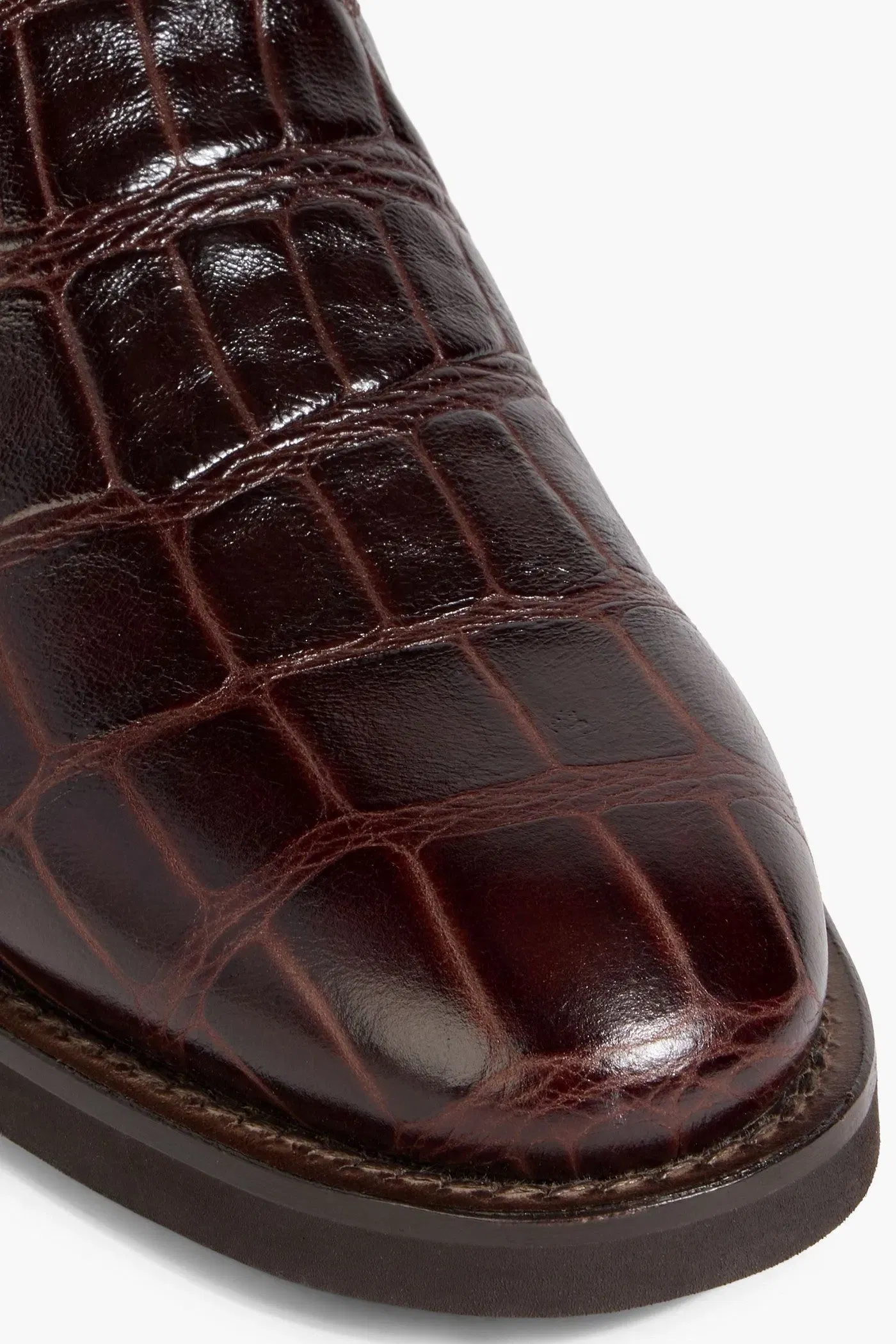 Brunello Cucinelli Croc-Effect Leather Knee Boots Merlot Women's