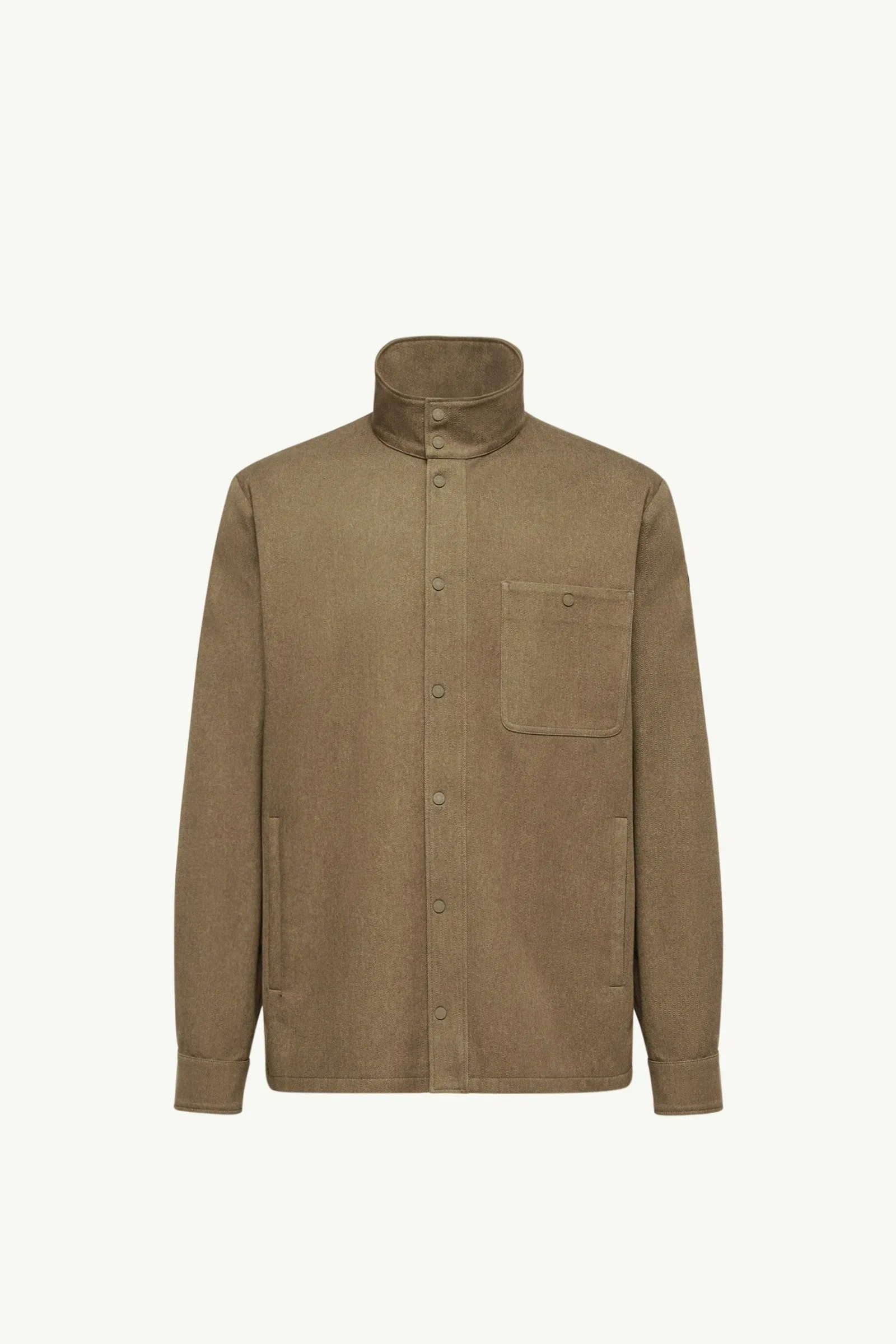 Moncler Leather Logo Cotton Jacket Olive Green Olive Green