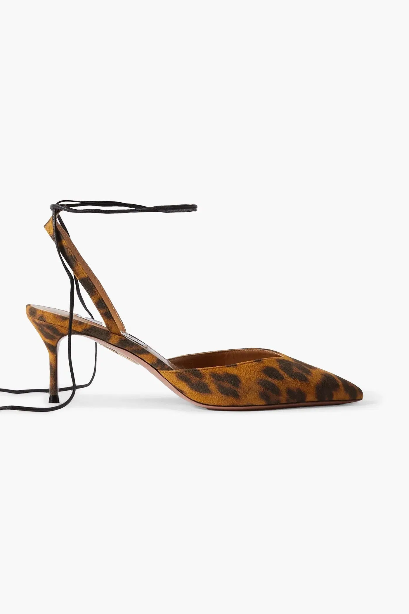 Aquazzura Beyond Leather-Trimmed Leopard-Print Suede Pumps Animal Print Women's