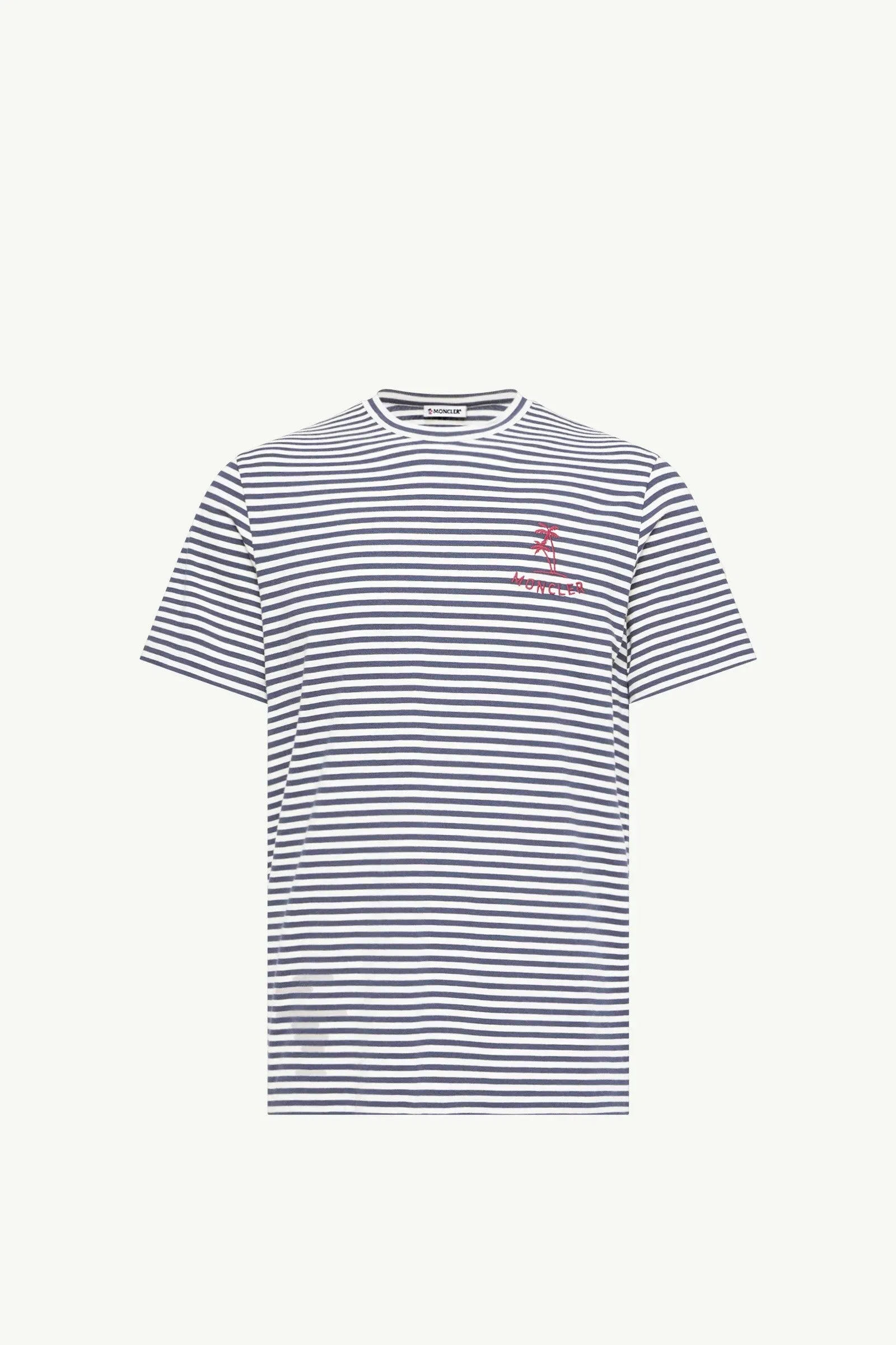 Moncler Striped Cotton & Modal Blend T-Shirt White & Blue White & Blue