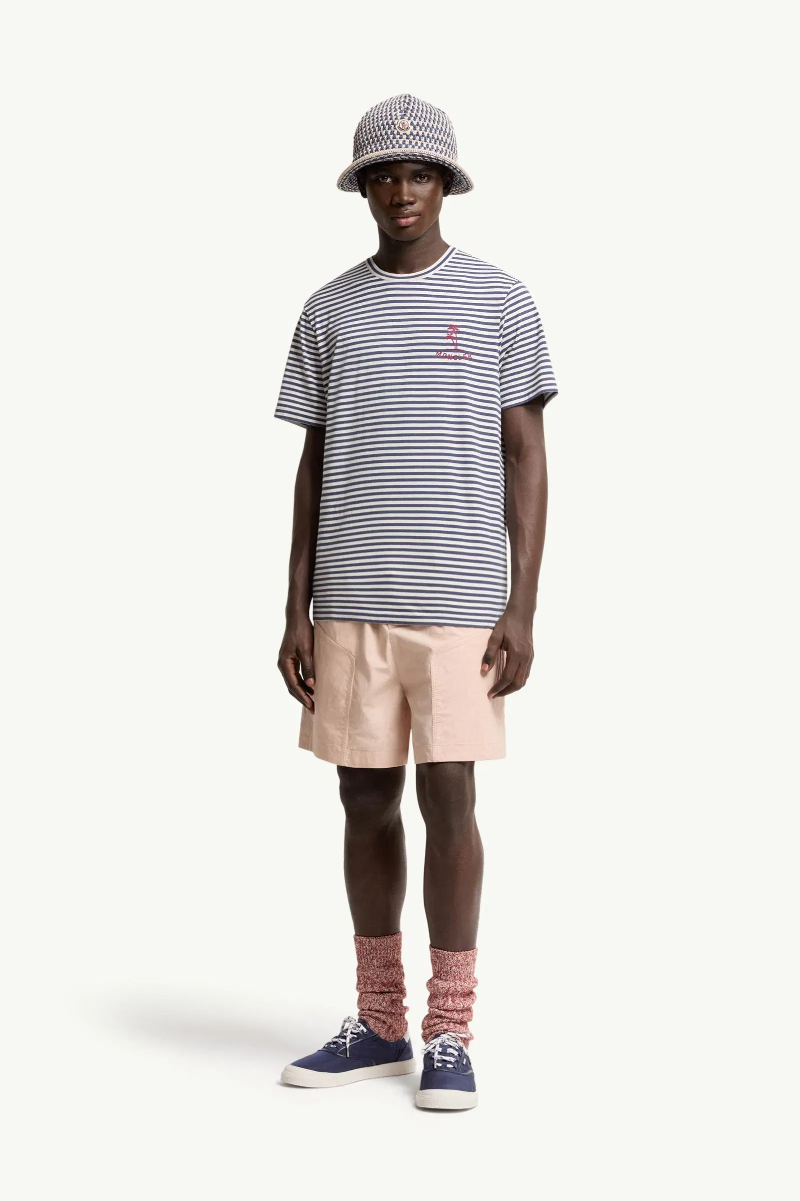 Moncler Striped Cotton & Modal Blend T-Shirt White & Blue White & Blue