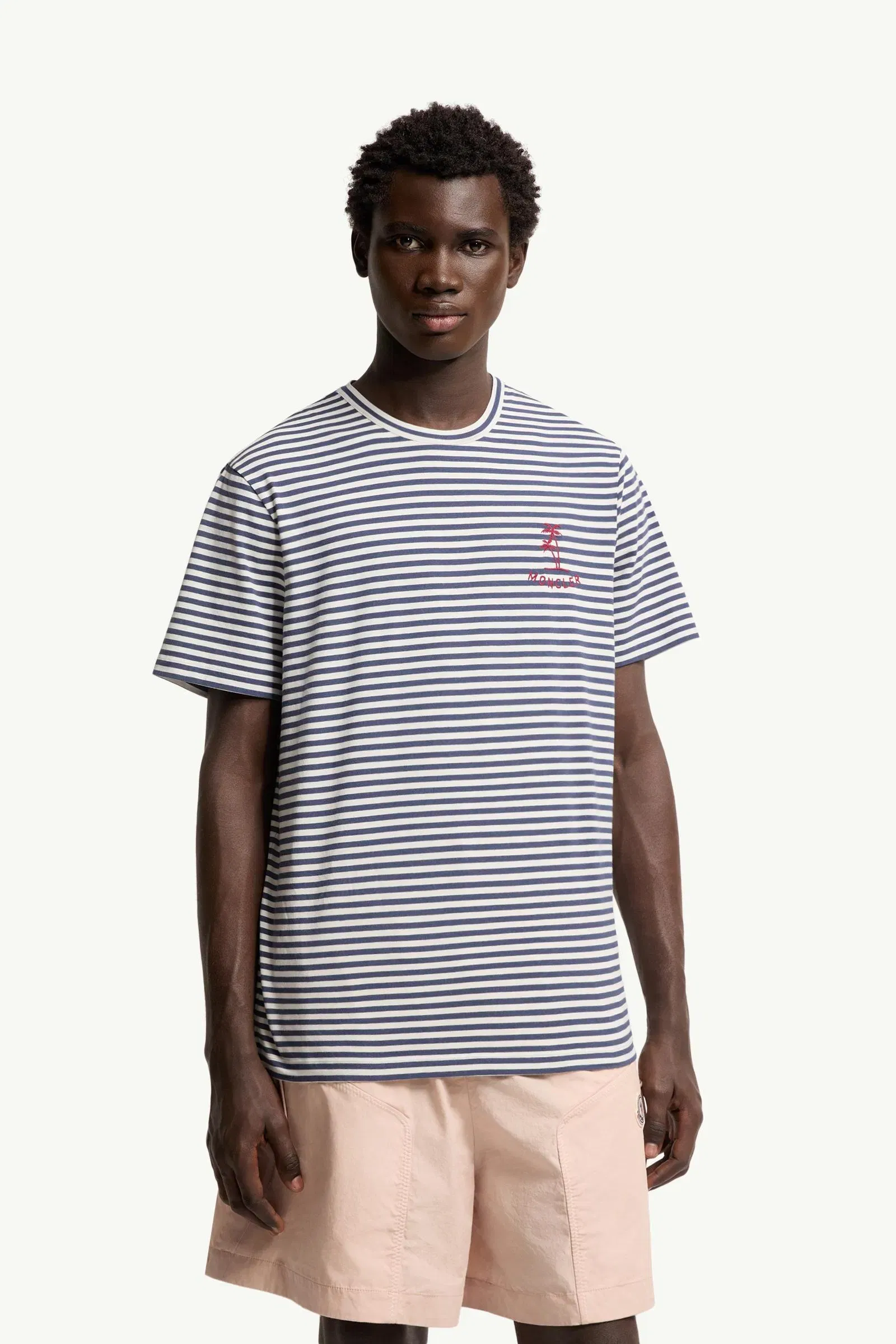Moncler Striped Cotton & Modal Blend T-Shirt White & Blue White & Blue