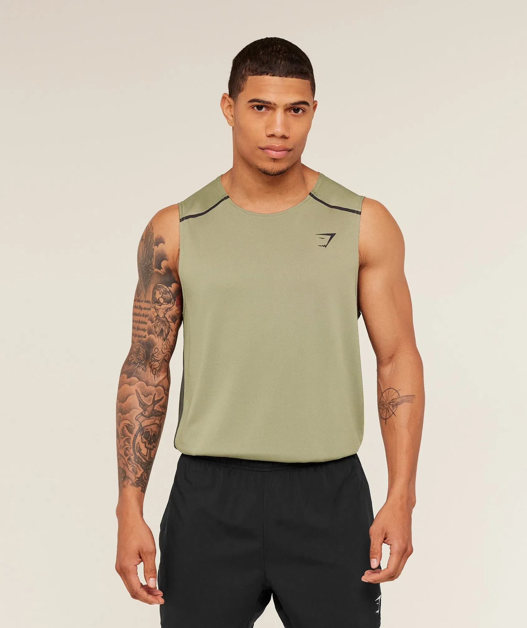 Gymshark Arrival Contrast Tank - Grounded Green / Strength Green