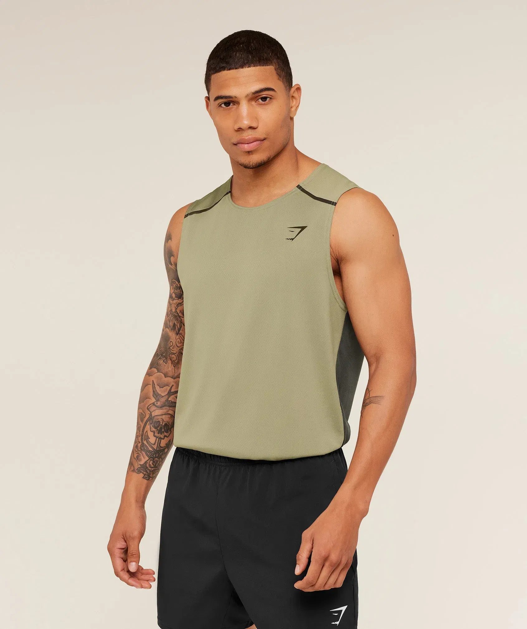 Gymshark Arrival Contrast Tank - Grounded Green / Strength Green