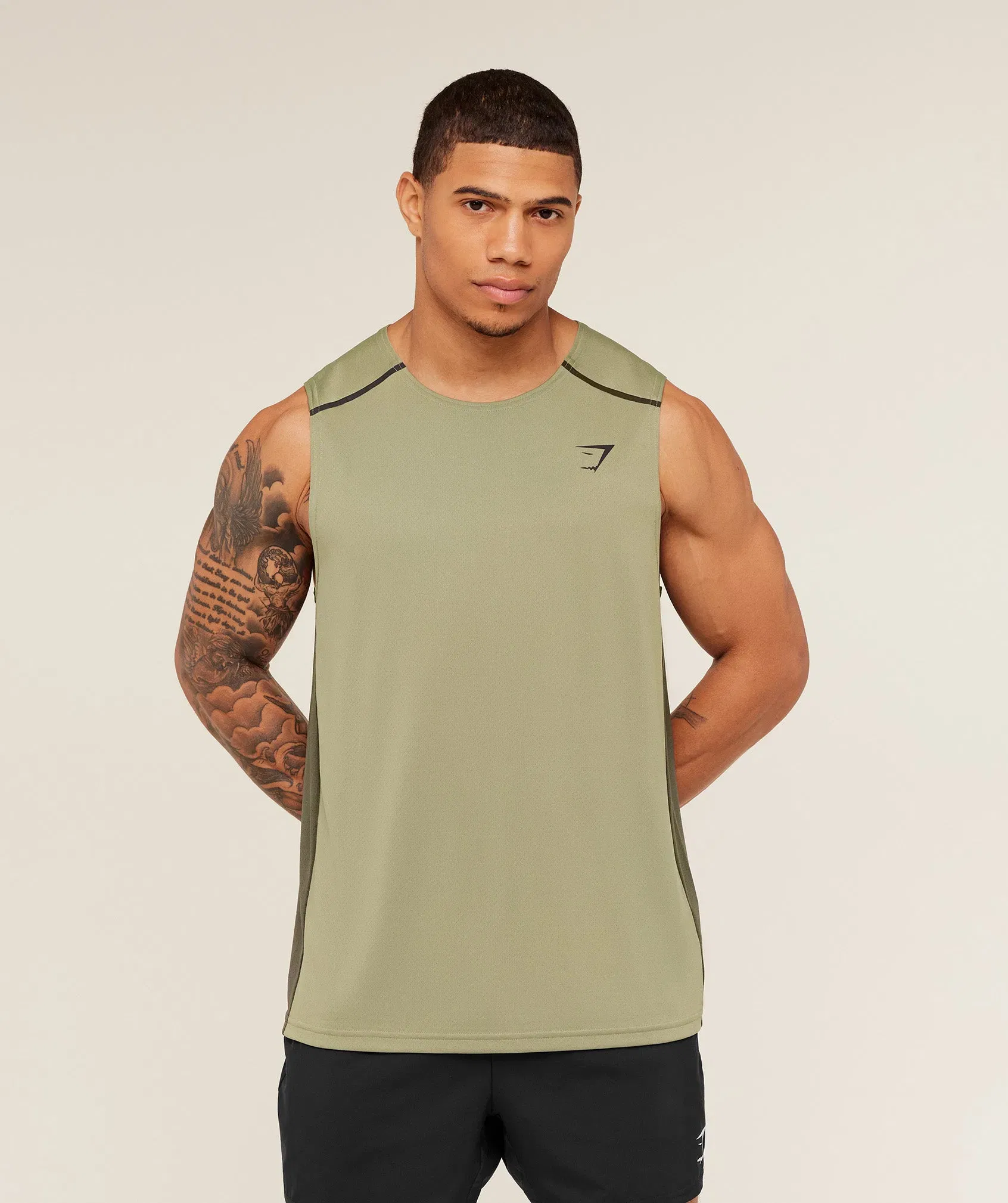 Gymshark Arrival Contrast Tank - Grounded Green / Strength Green